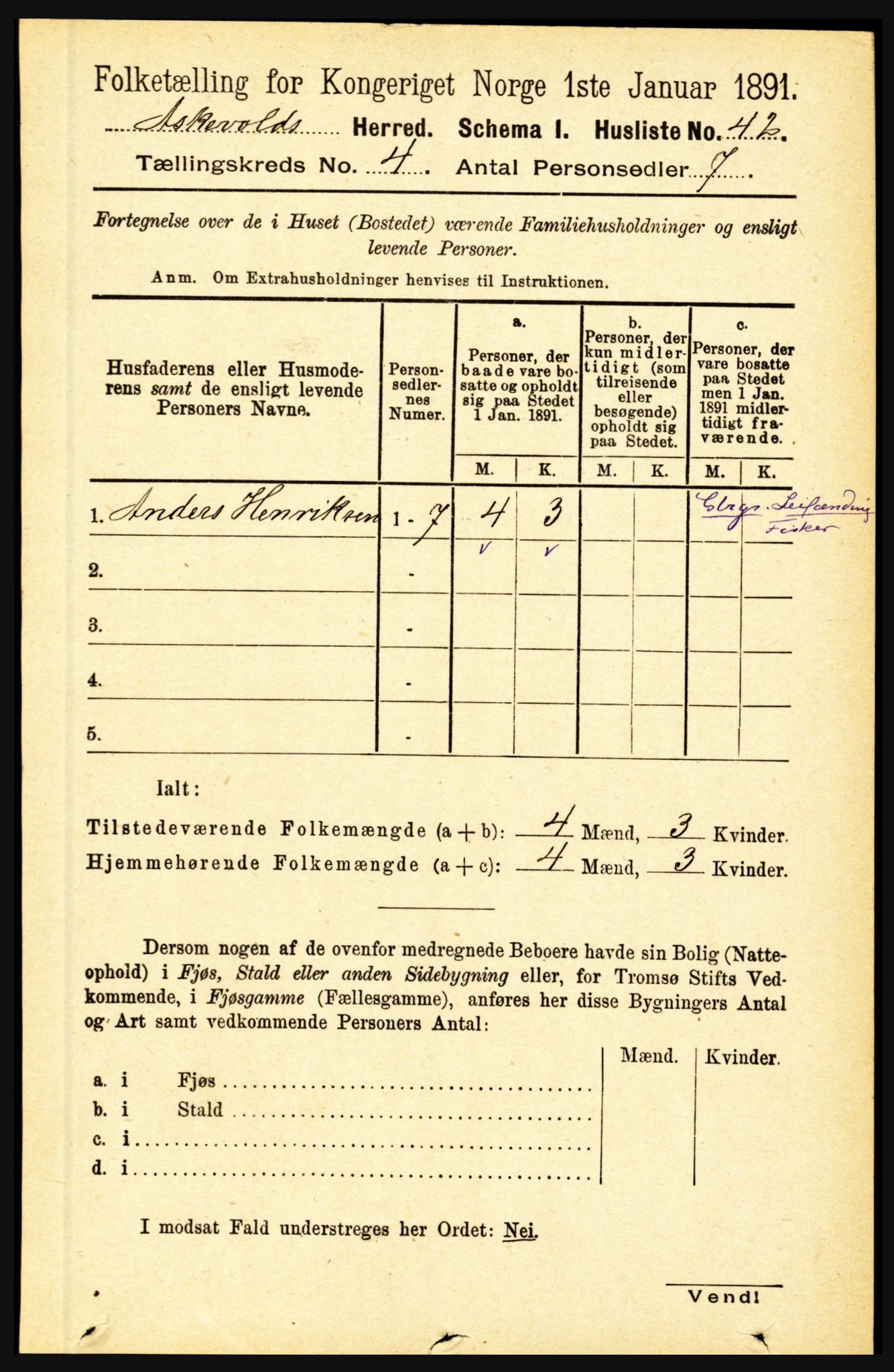 RA, 1891 census for 1428 Askvoll, 1891, p. 1230