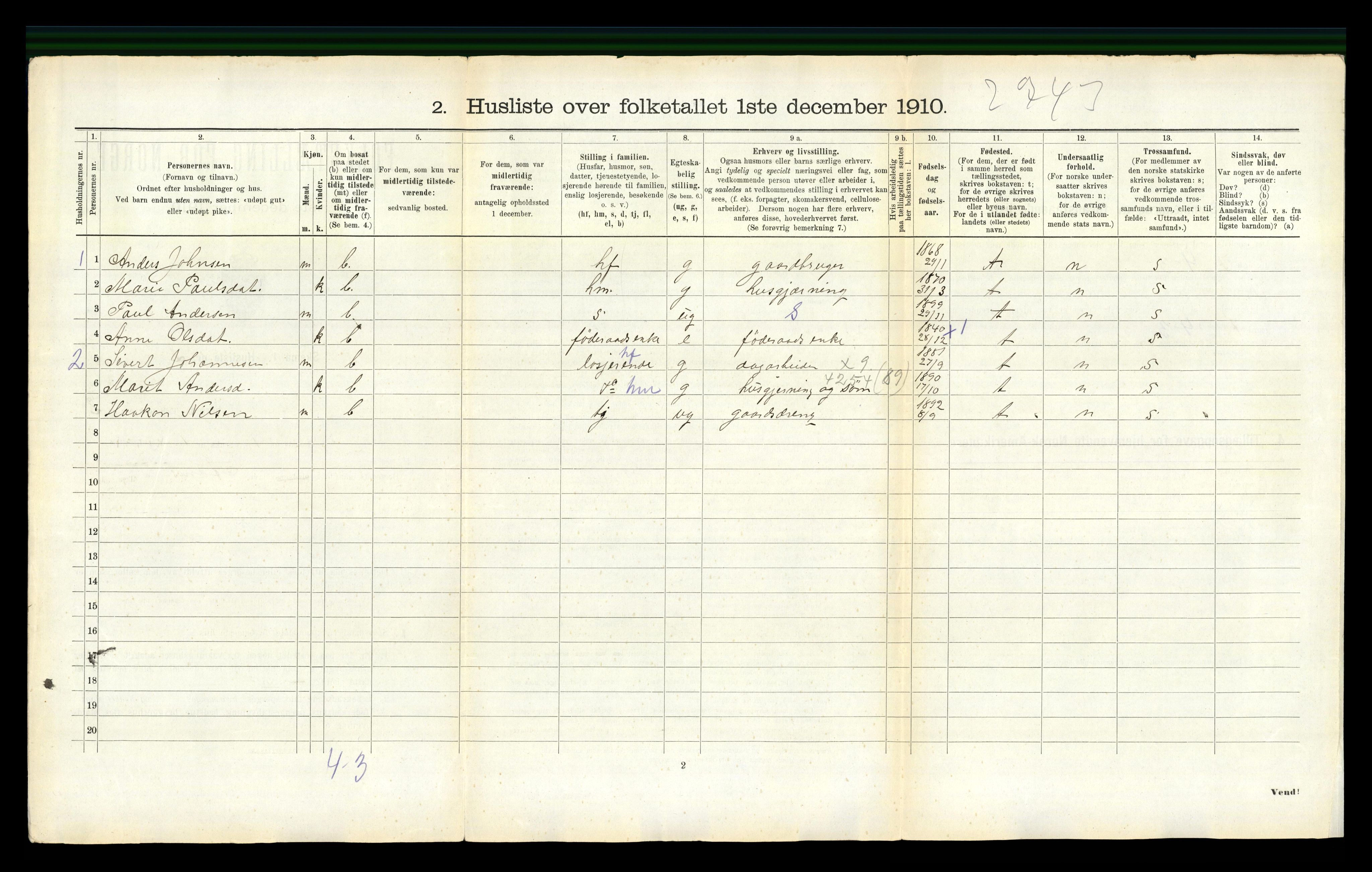 RA, 1910 census for Aure, 1910, p. 163