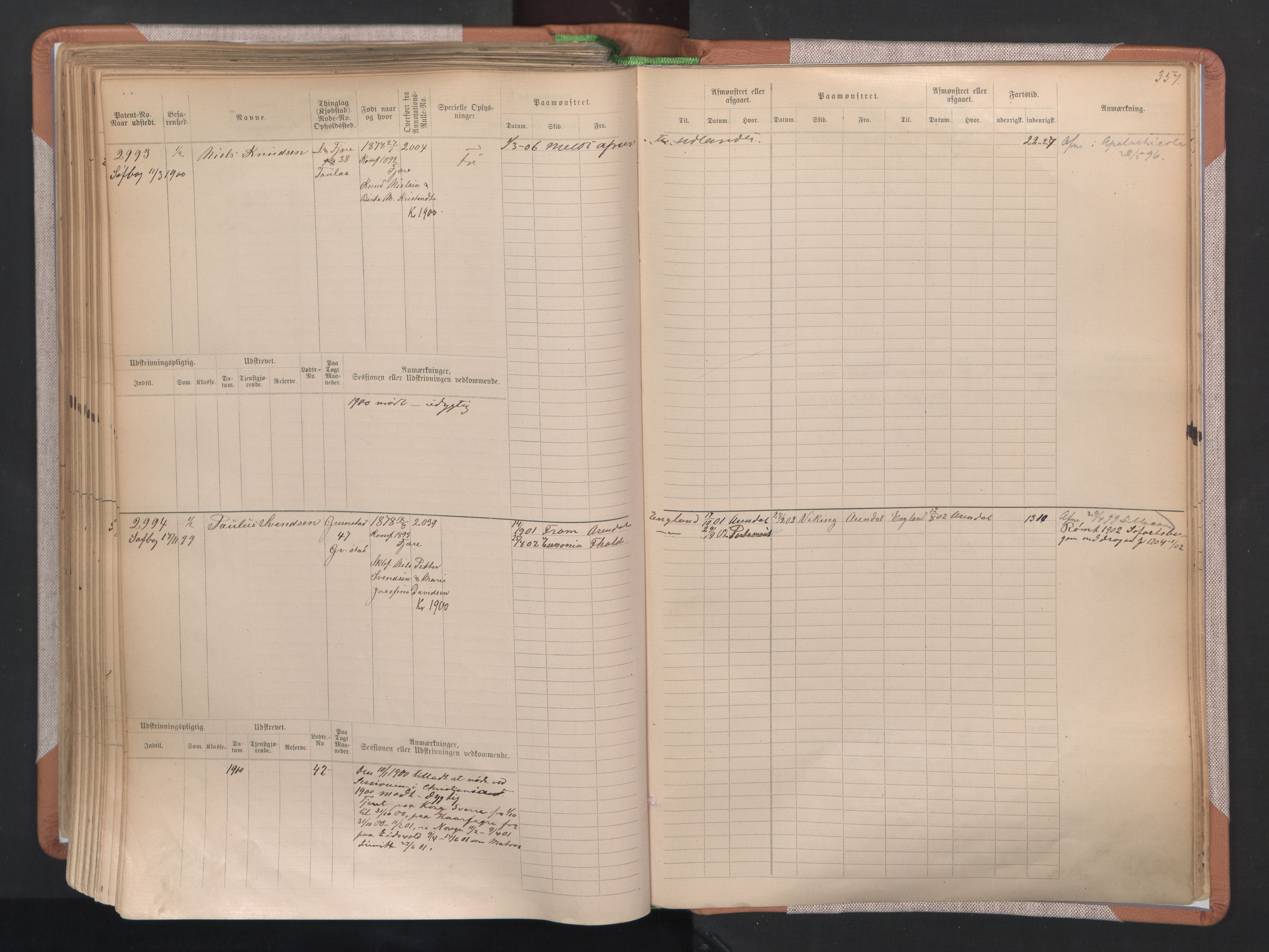 Grimstad mønstringskrets, AV/SAK-2031-0013/F/Fb/L0004: Hovedrulle A nr 2277-3042, F-7, 1889-1940, p. 365