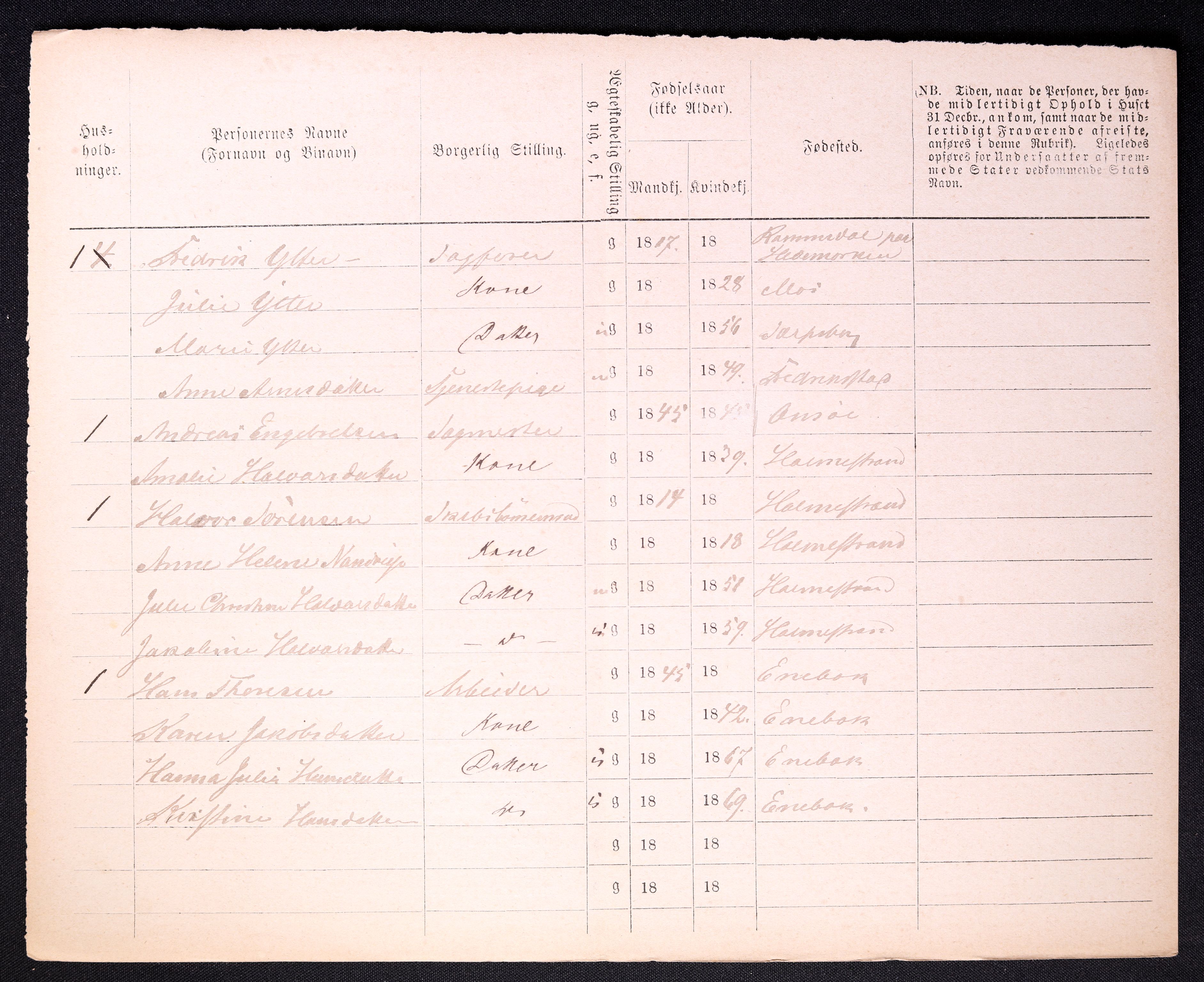 RA, 1870 census for 0103 Fredrikstad, 1870, p. 1462