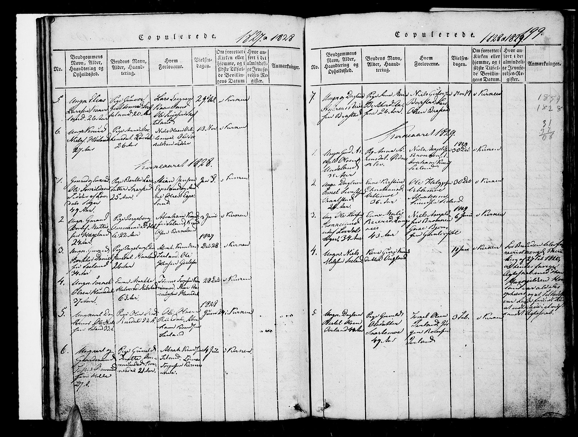 Nord-Audnedal sokneprestkontor, AV/SAK-1111-0032/F/Fb/Fba/L0001: Parish register (copy) no. B 1, 1815-1856, p. 199