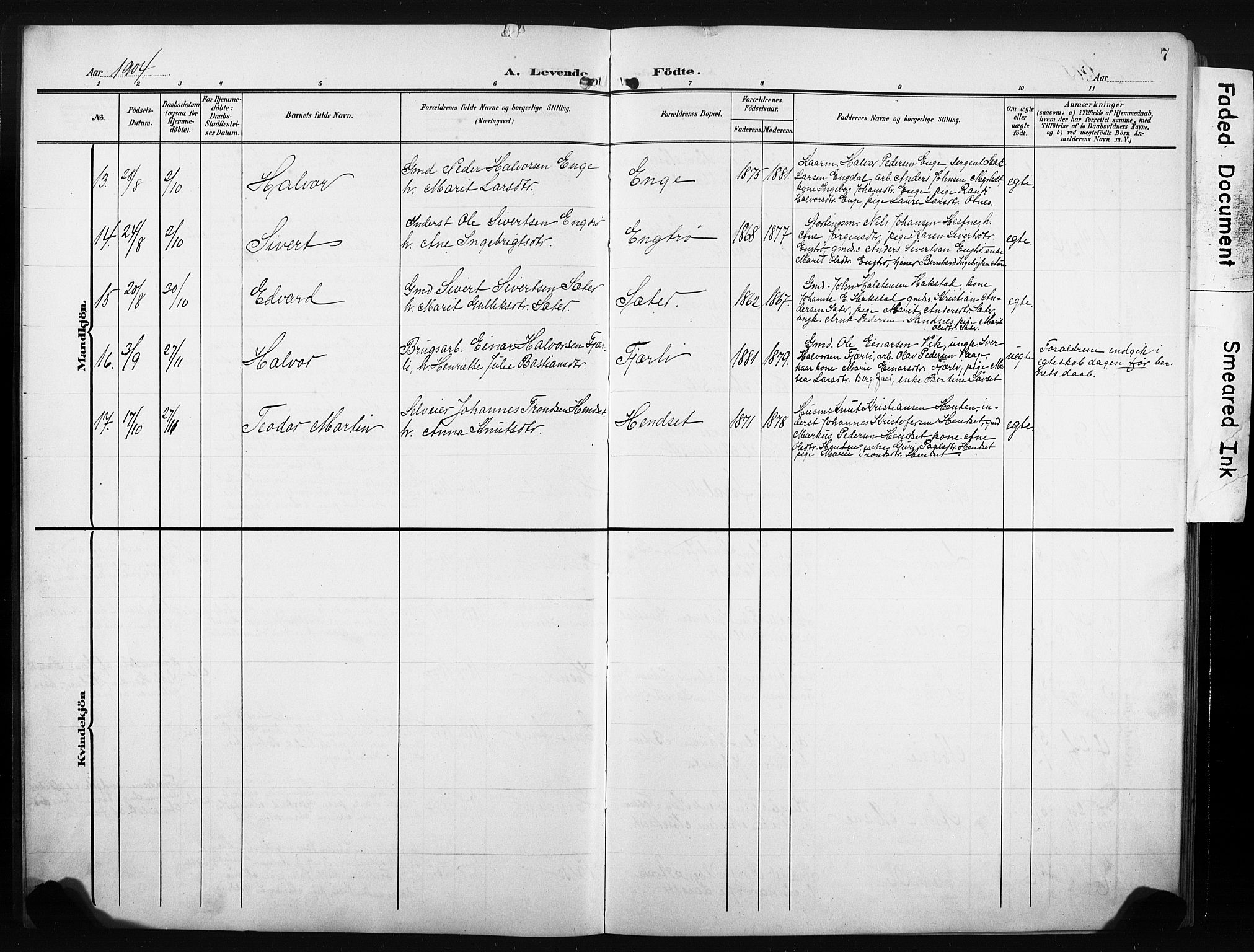 Ministerialprotokoller, klokkerbøker og fødselsregistre - Møre og Romsdal, AV/SAT-A-1454/580/L0927: Parish register (copy) no. 580C02, 1904-1932, p. 7