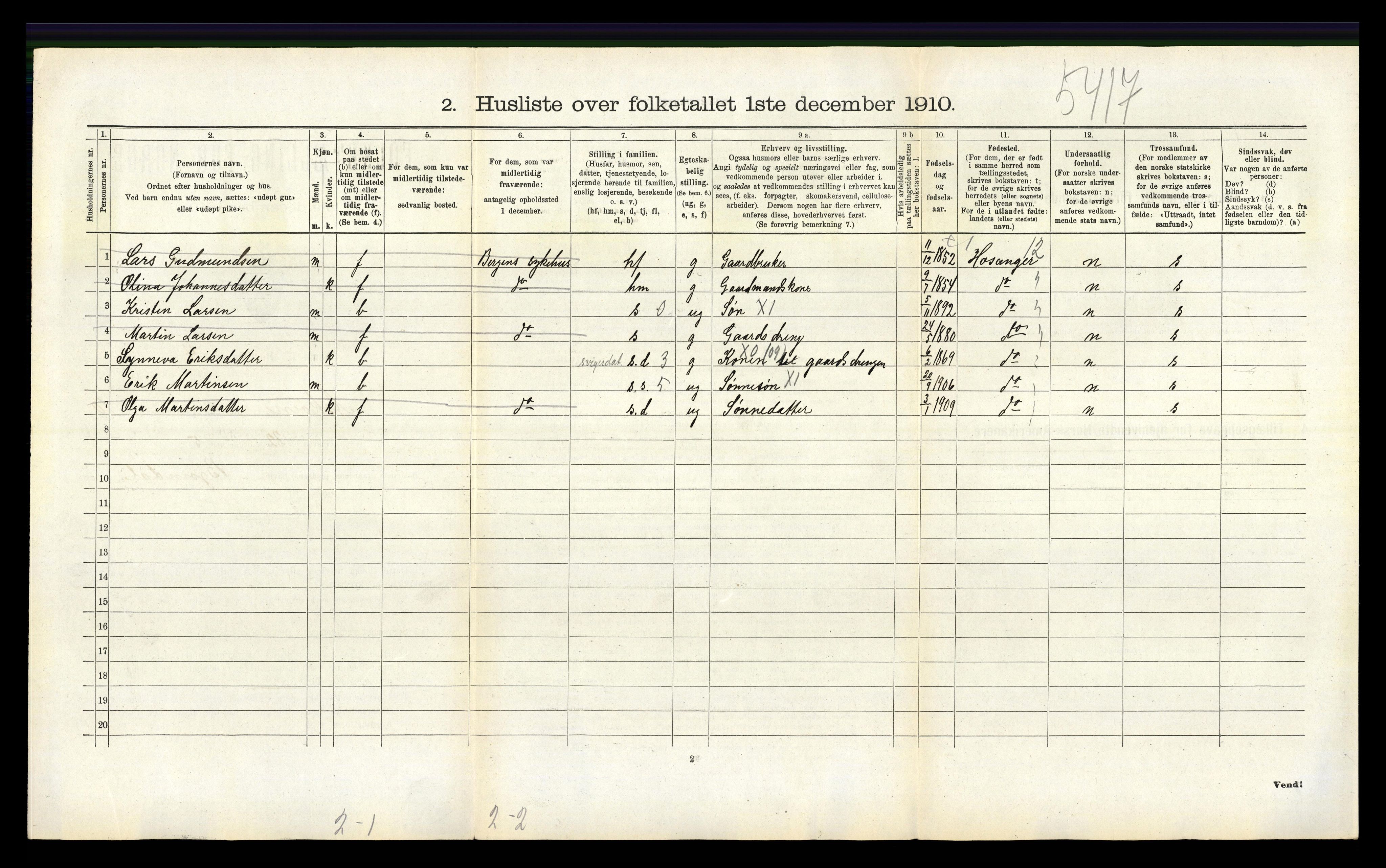 RA, 1910 census for Askøy, 1910, p. 1605