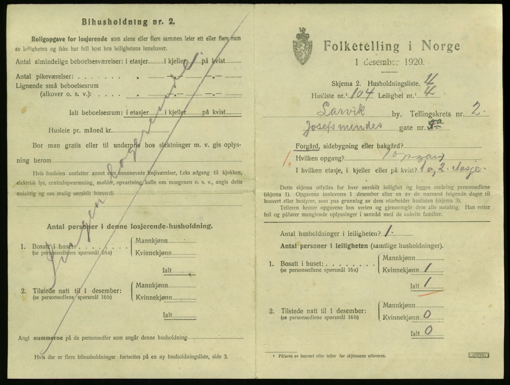 SAKO, 1920 census for Larvik, 1920, p. 3774