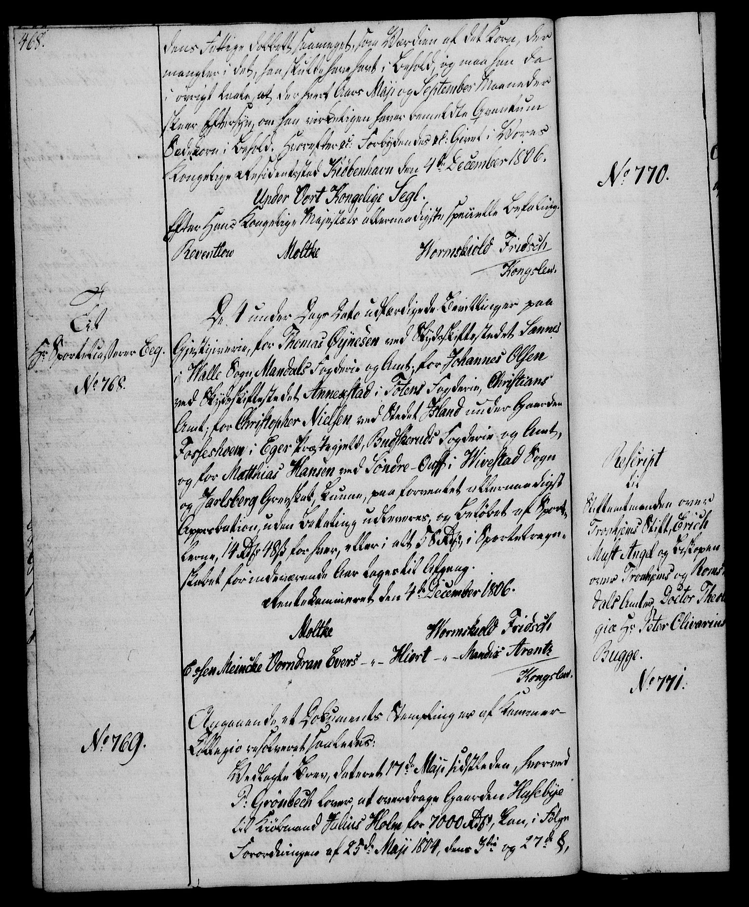 Rentekammeret, Kammerkanselliet, RA/EA-3111/G/Gg/Gga/L0018: Norsk ekspedisjonsprotokoll med register (merket RK 53.18), 1804-1806, p. 468