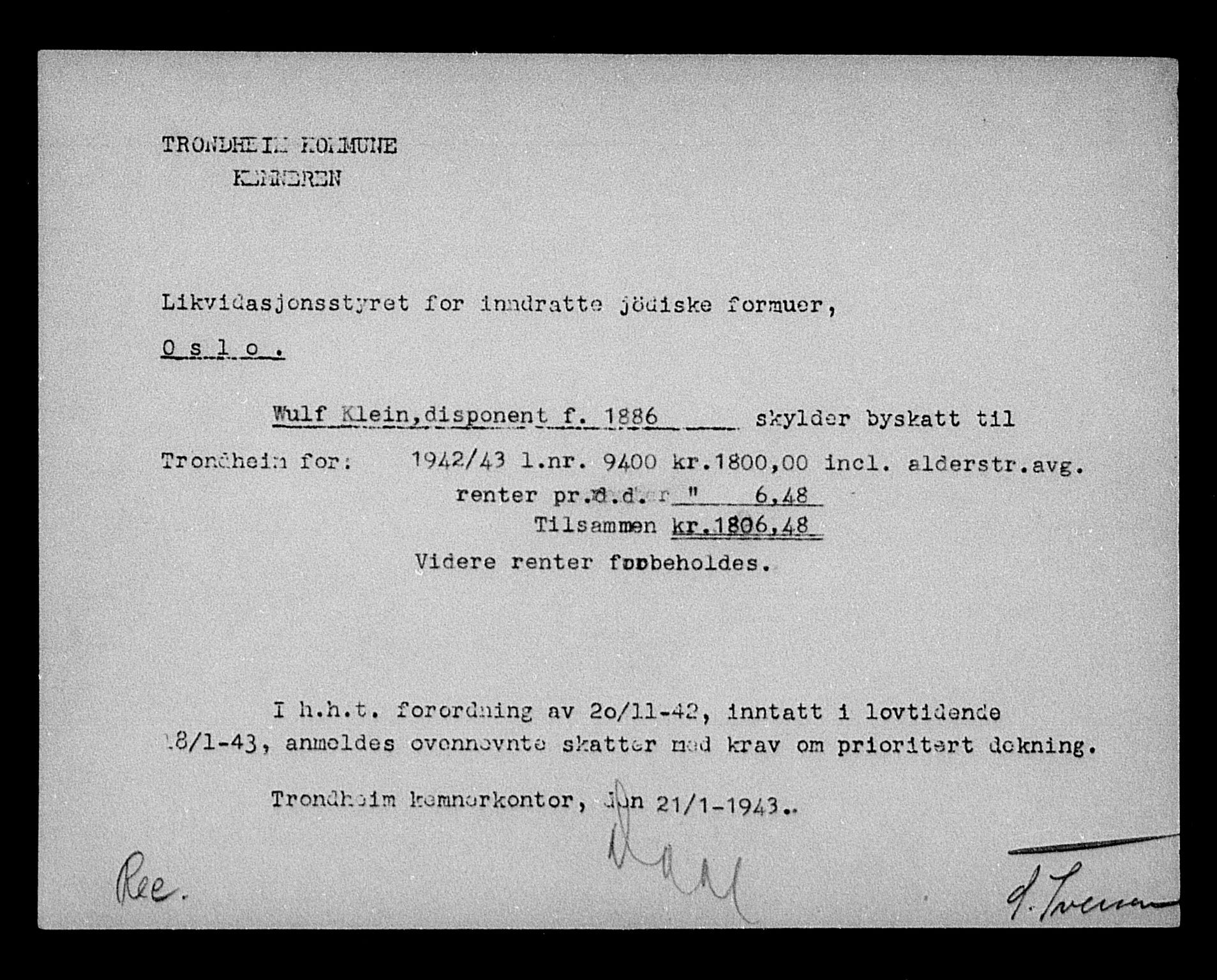 Justisdepartementet, Tilbakeføringskontoret for inndratte formuer, AV/RA-S-1564/H/Hc/Hca/L0902: --, 1945-1947, p. 318