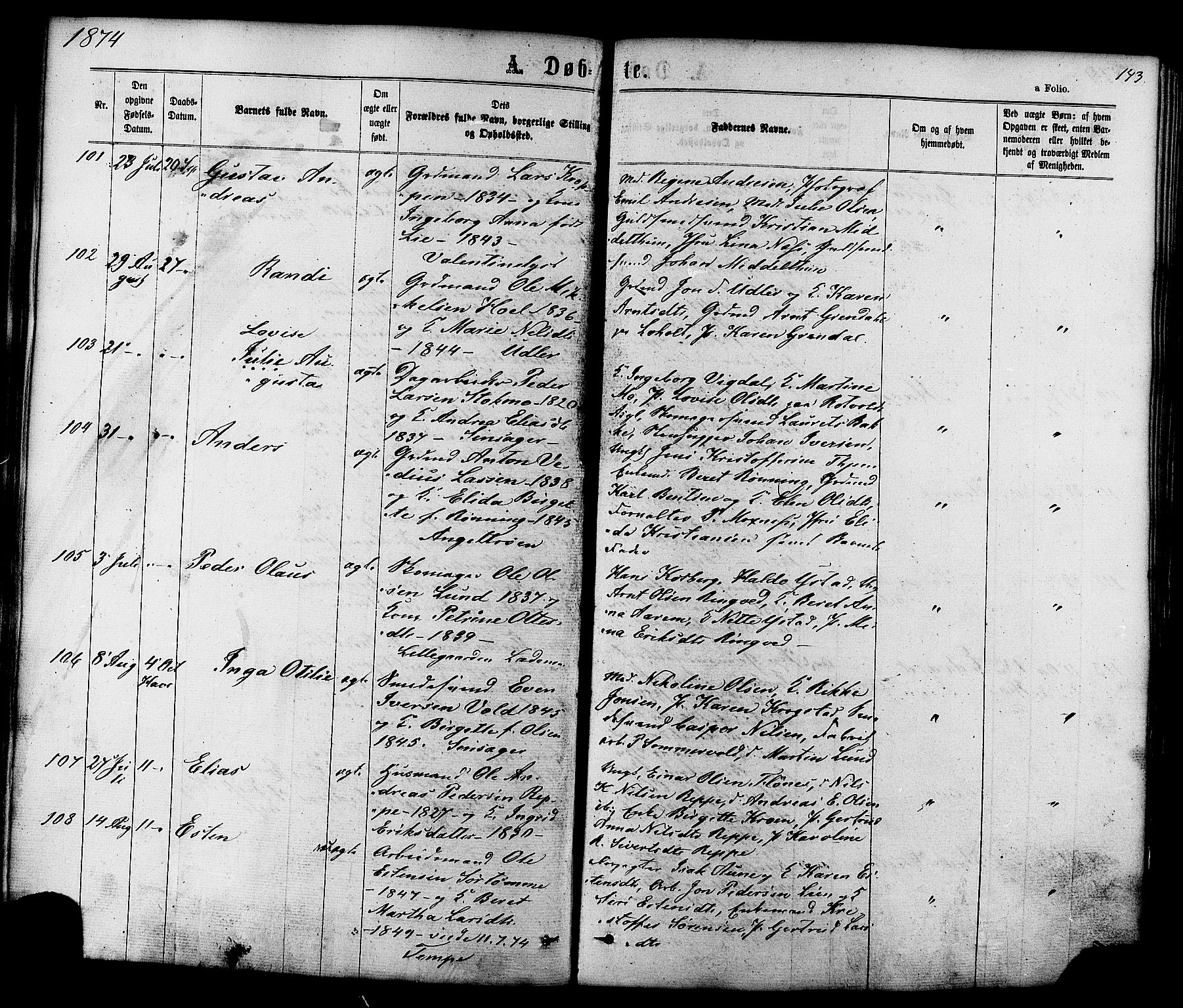 Ministerialprotokoller, klokkerbøker og fødselsregistre - Sør-Trøndelag, SAT/A-1456/606/L0293: Parish register (official) no. 606A08, 1866-1877, p. 143