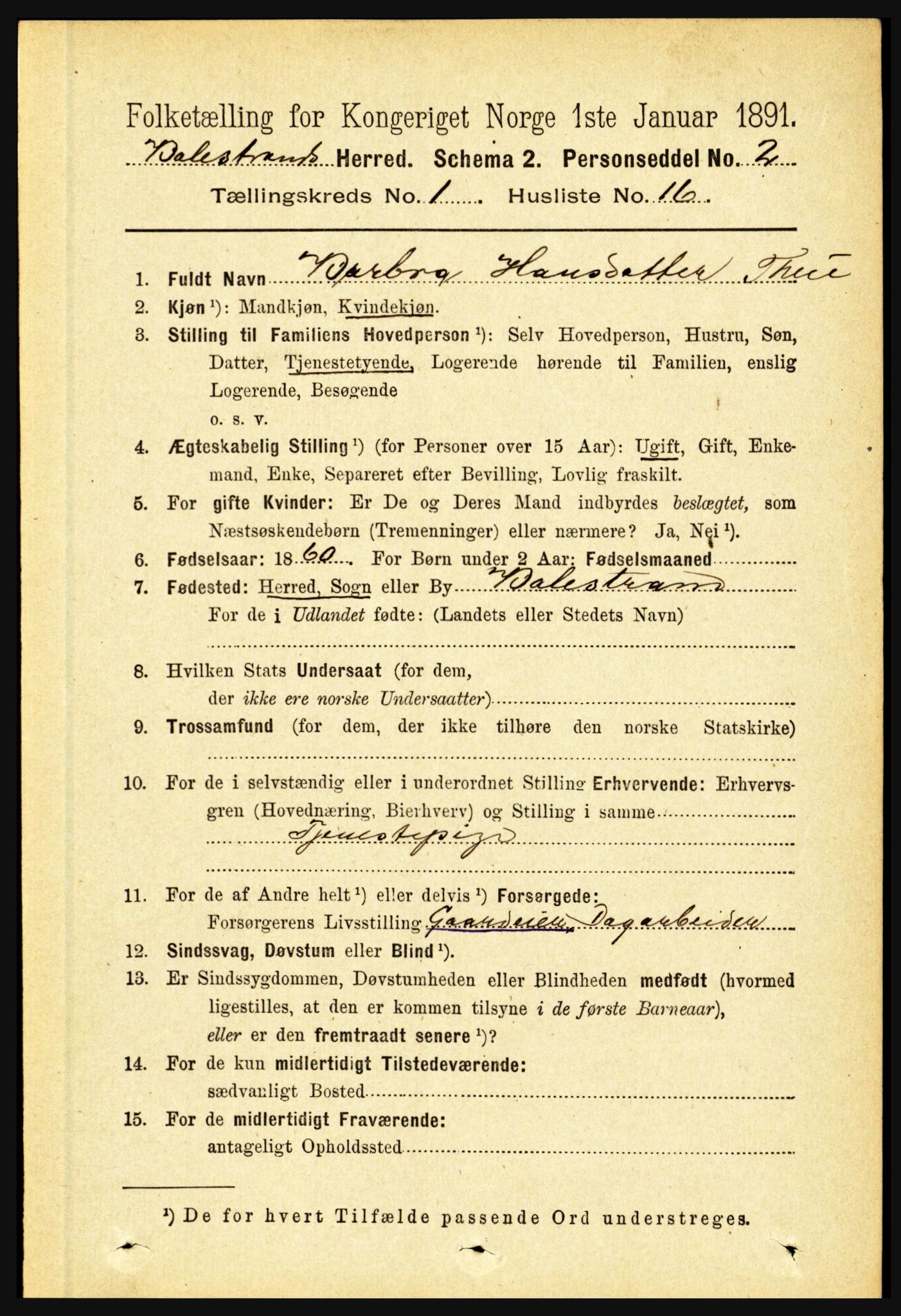 RA, 1891 census for 1418 Balestrand, 1891, p. 145