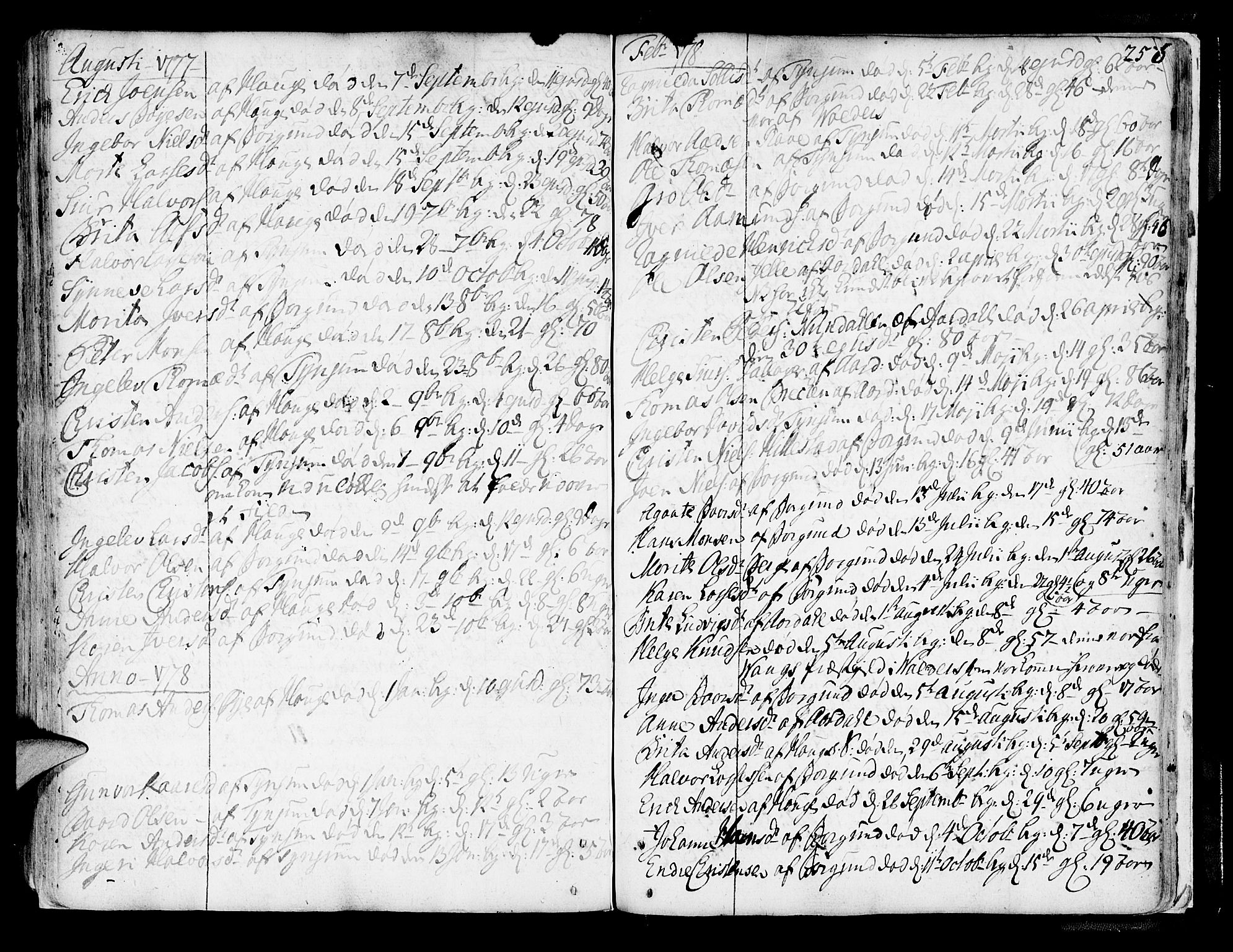Lærdal sokneprestembete, SAB/A-81201: Parish register (official) no. A 2, 1752-1782, p. 256