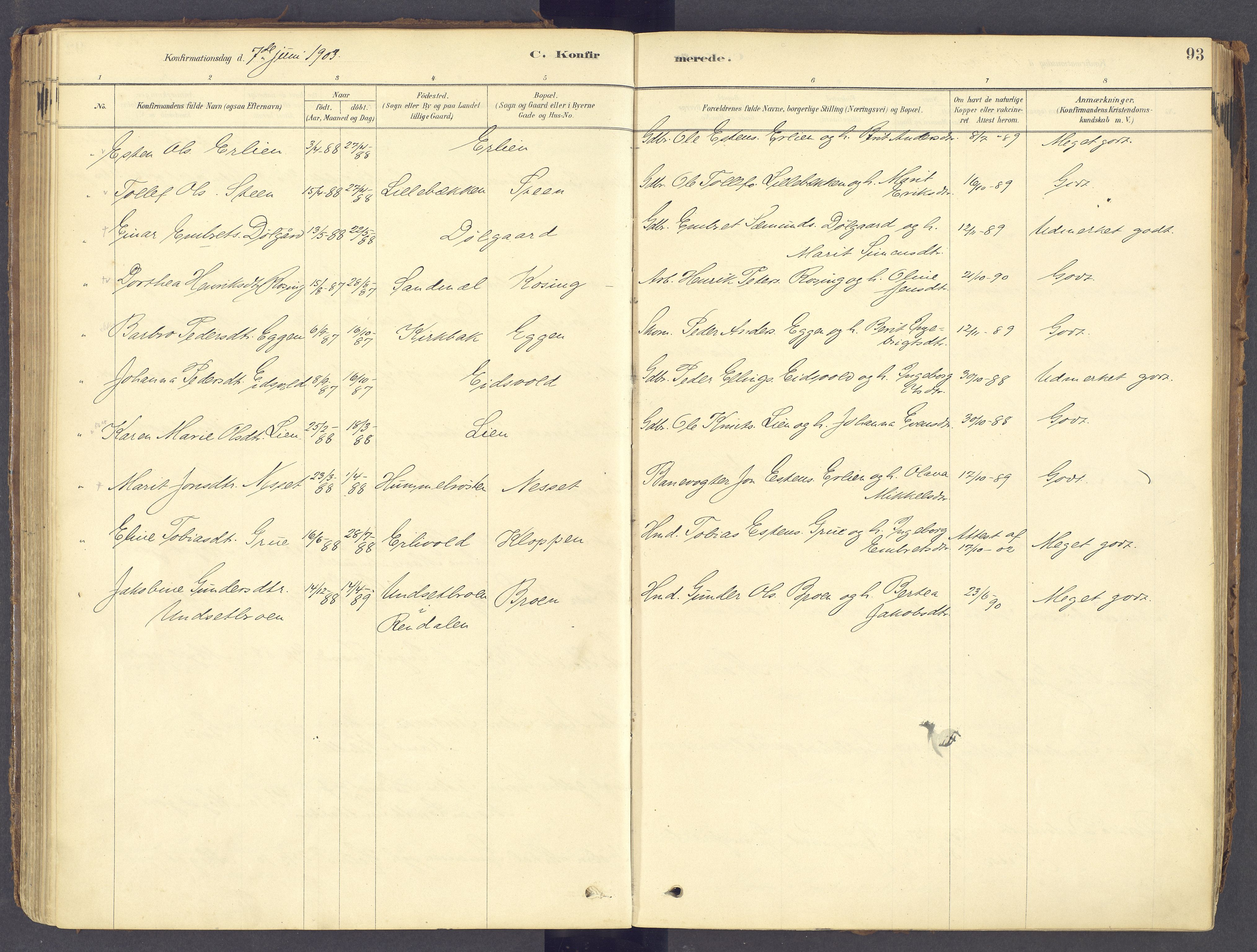 Tolga prestekontor, AV/SAH-PREST-062/K/L0011: Parish register (official) no. 11, 1877-1920, p. 93