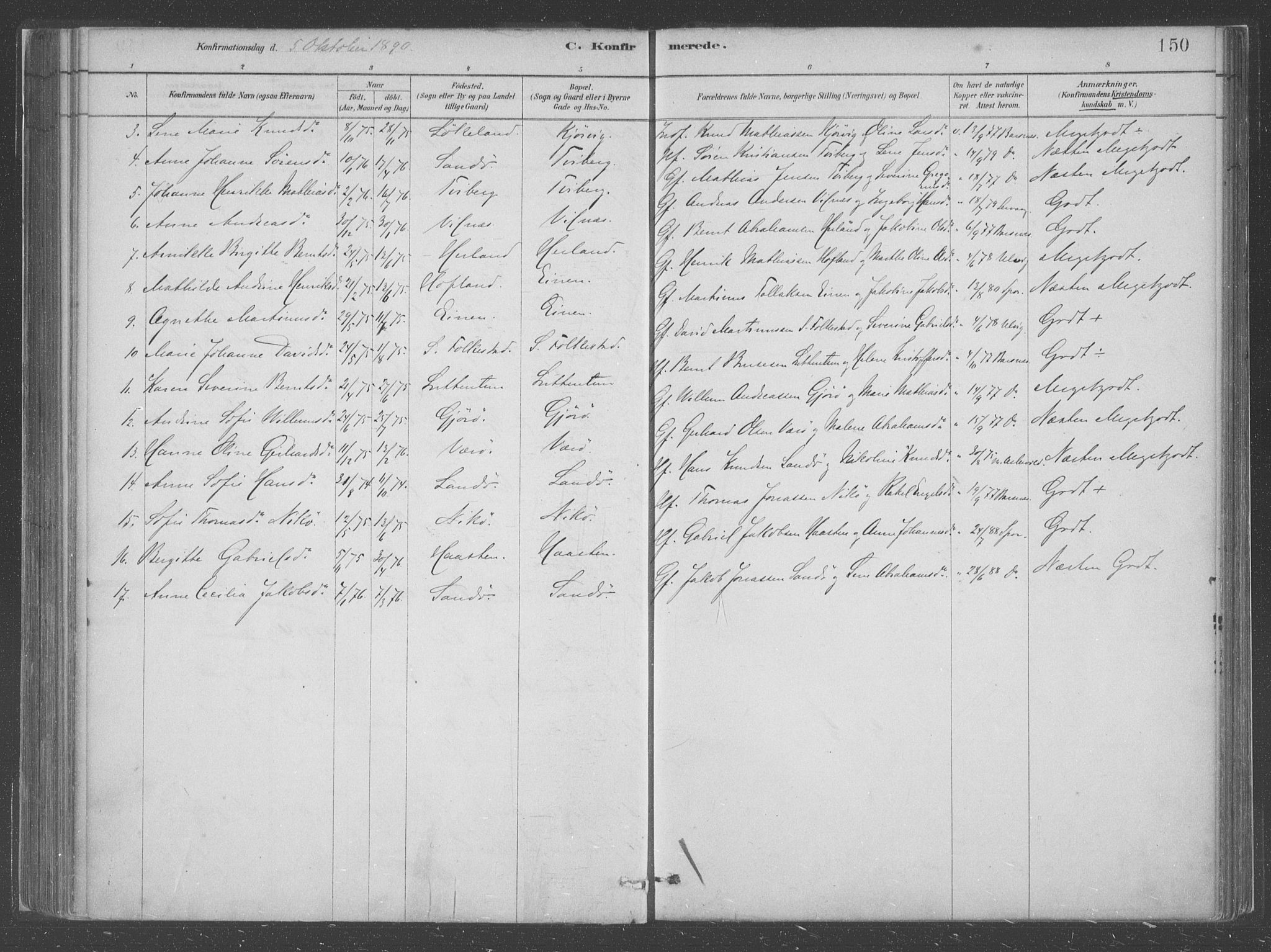 Askvoll sokneprestembete, SAB/A-79501/H/Haa/Haac/L0001: Parish register (official) no. C  1, 1879-1922, p. 150
