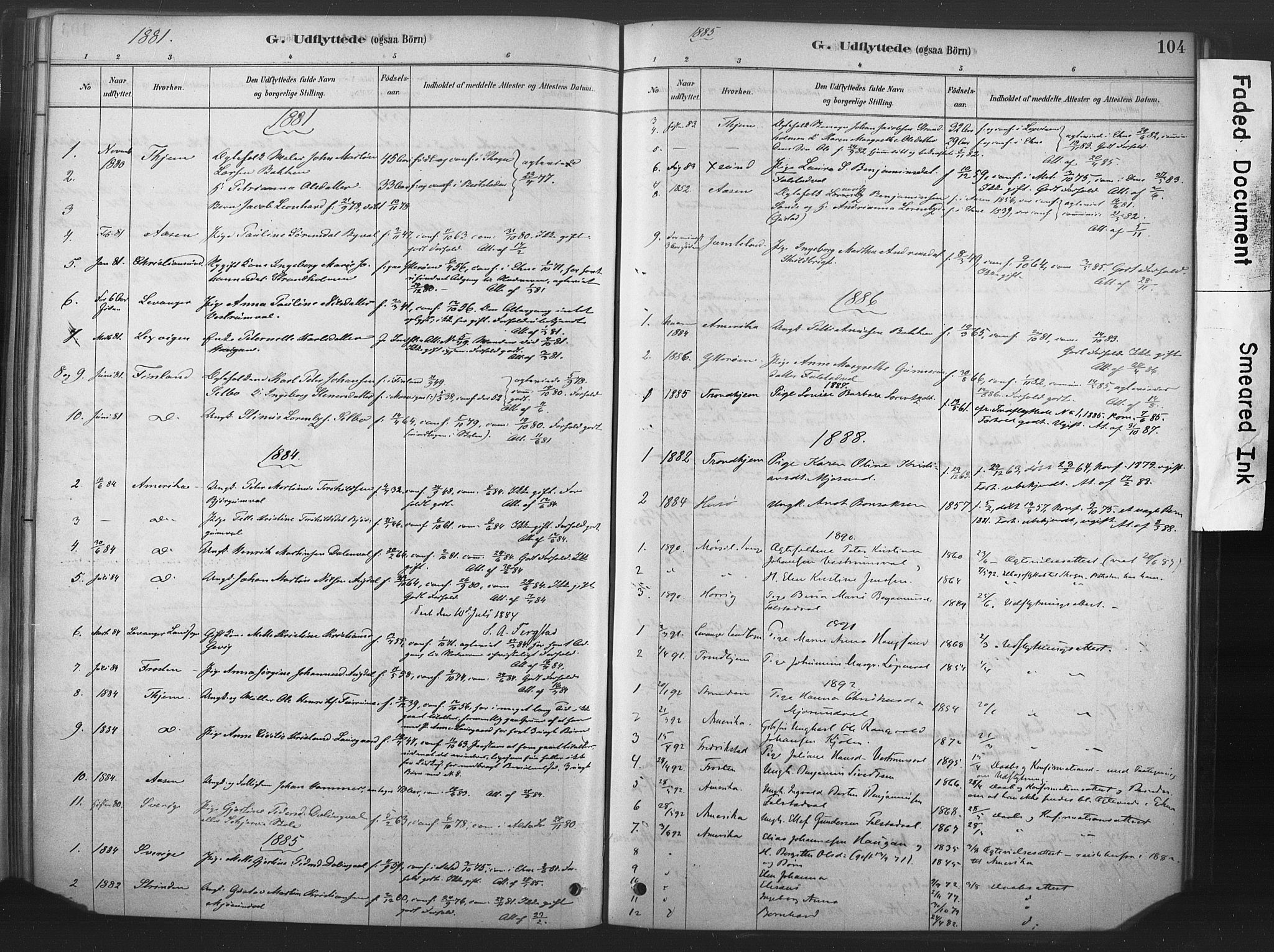 Ministerialprotokoller, klokkerbøker og fødselsregistre - Nord-Trøndelag, AV/SAT-A-1458/719/L0178: Parish register (official) no. 719A01, 1878-1900, p. 104