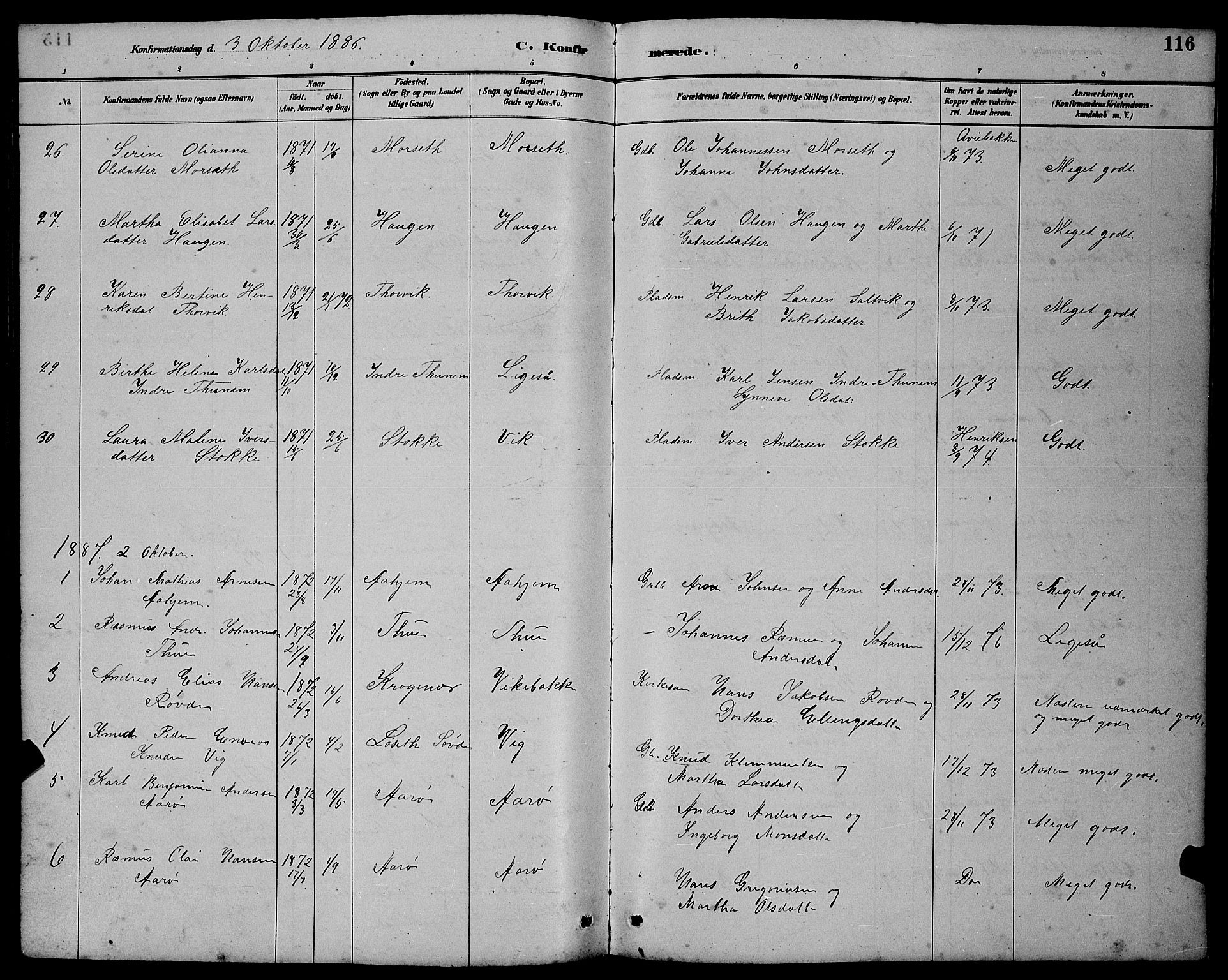 Ministerialprotokoller, klokkerbøker og fødselsregistre - Møre og Romsdal, AV/SAT-A-1454/501/L0017: Parish register (copy) no. 501C03, 1885-1901, p. 116