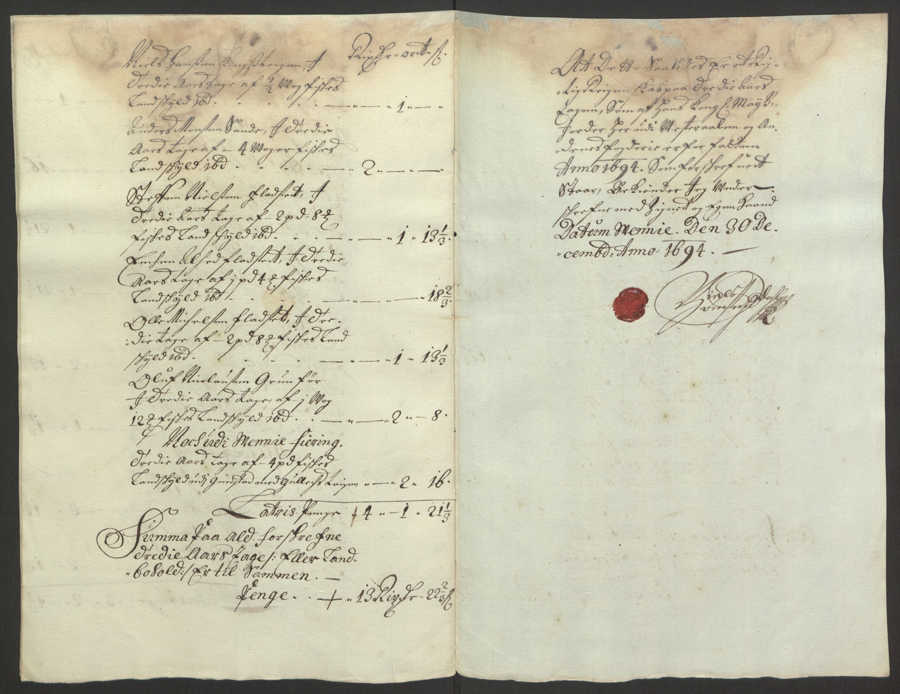 Rentekammeret inntil 1814, Reviderte regnskaper, Fogderegnskap, RA/EA-4092/R67/L4677: Fogderegnskap Vesterålen, Andenes og Lofoten, 1694-1695, p. 139
