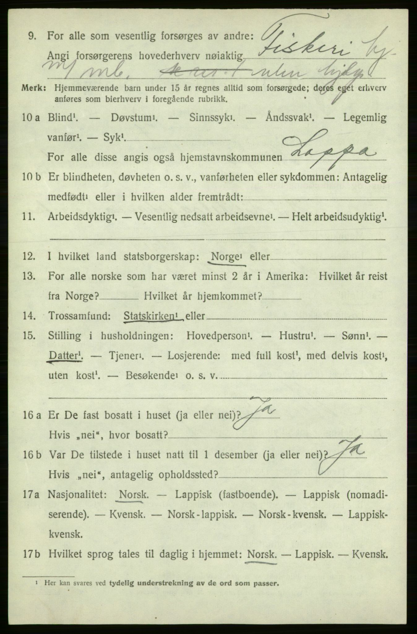 SATØ, 1920 census for Loppa, 1920, p. 813