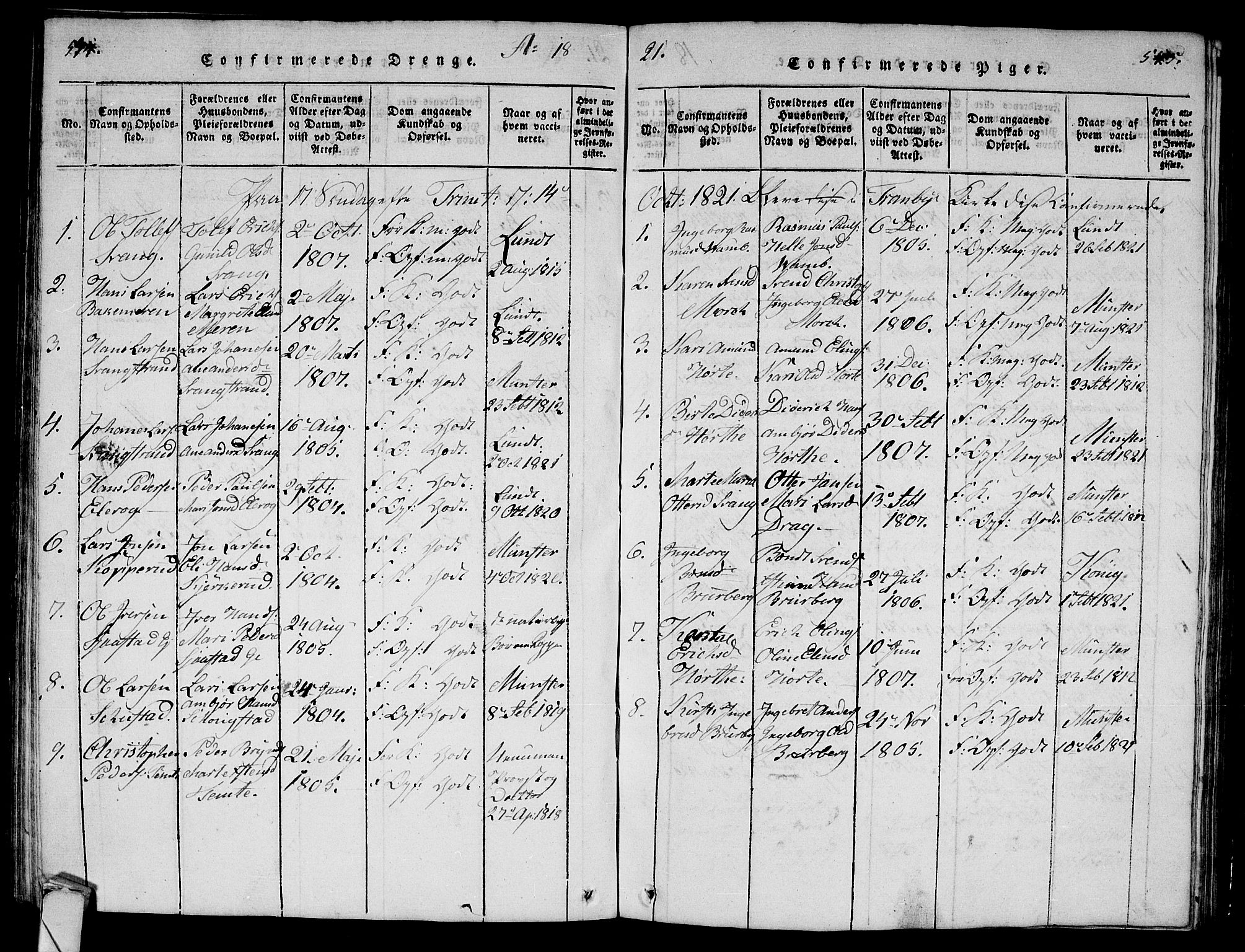 Lier kirkebøker, AV/SAKO-A-230/G/Ga/L0001: Parish register (copy) no. I 1, 1813-1824, p. 544-545