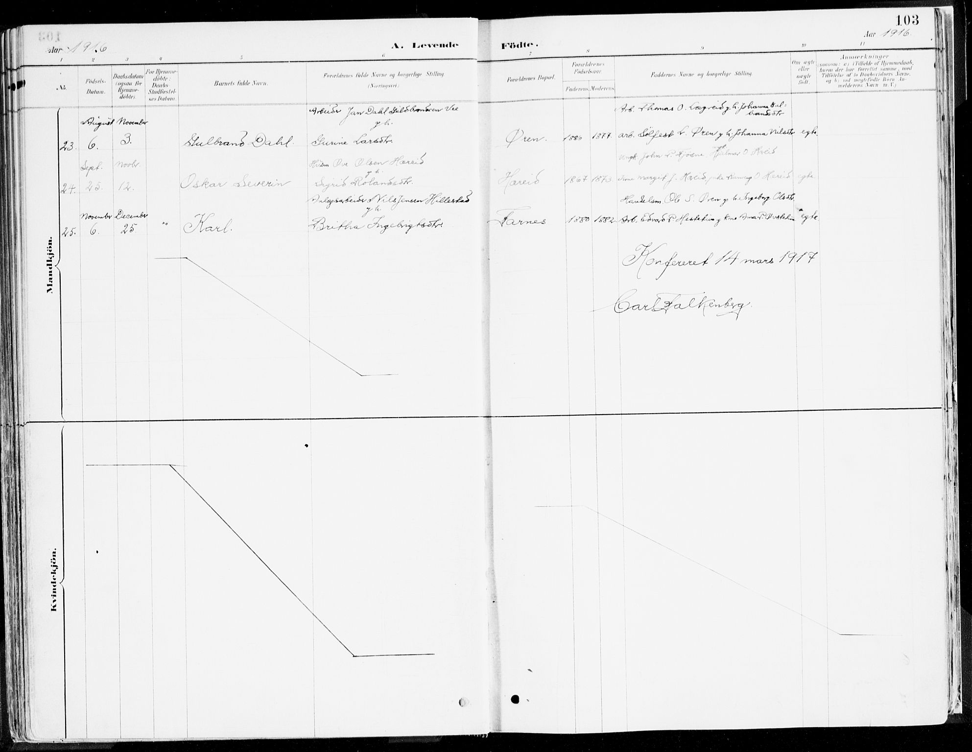 Årdal sokneprestembete, AV/SAB-A-81701: Parish register (official) no. A 5, 1887-1917, p. 103