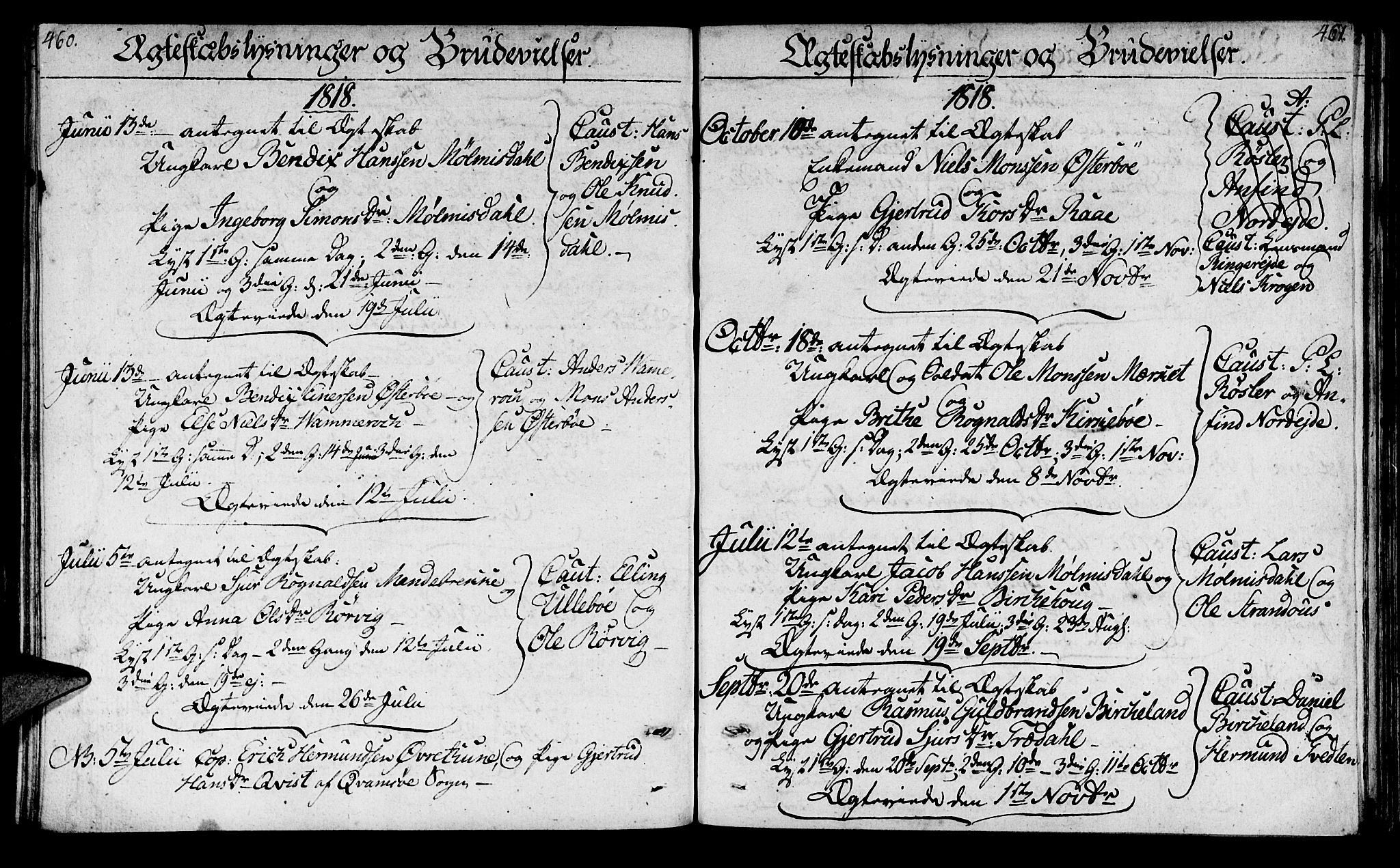 Lavik sokneprestembete, AV/SAB-A-80901: Parish register (official) no. A 1, 1809-1822, p. 460-461