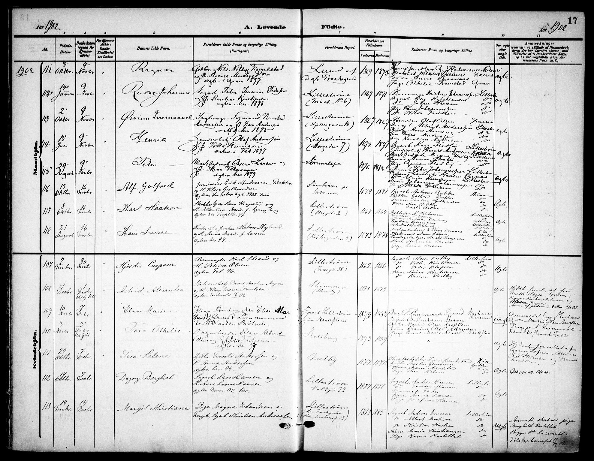 Skedsmo prestekontor Kirkebøker, AV/SAO-A-10033a/F/Fa/L0015: Parish register (official) no. I 15, 1902-1917, p. 17