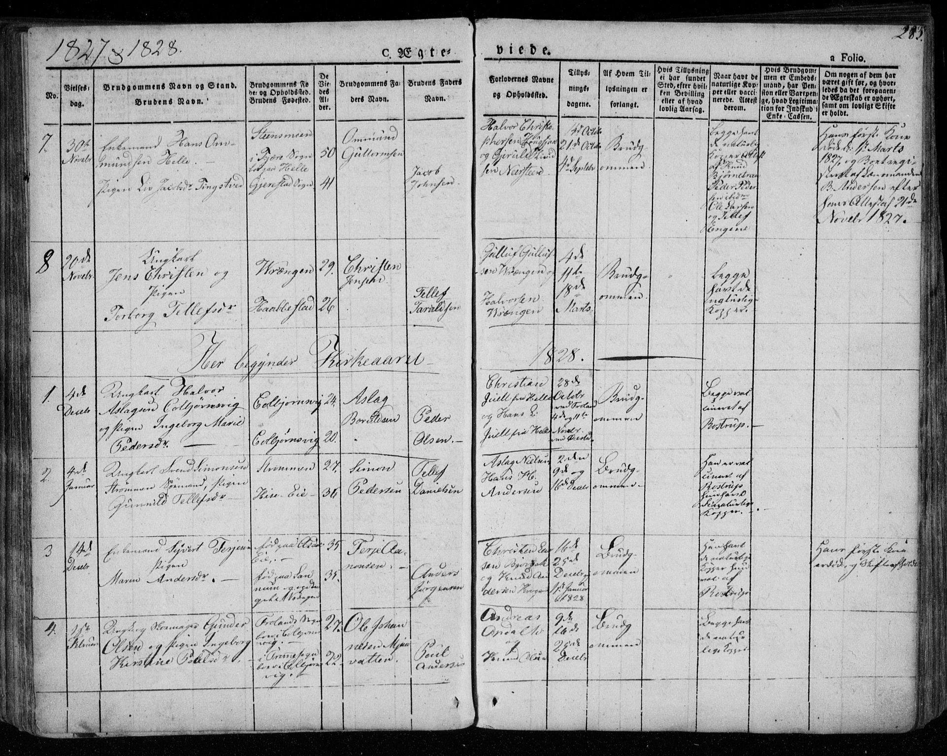 Øyestad sokneprestkontor, AV/SAK-1111-0049/F/Fa/L0013: Parish register (official) no. A 13, 1827-1842, p. 283