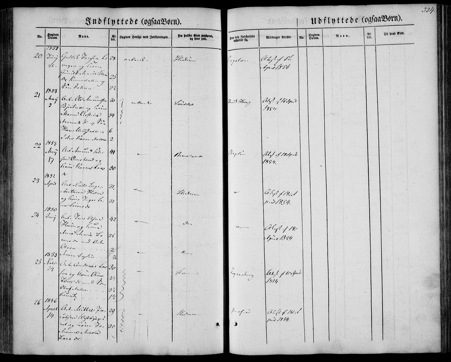 Larvik kirkebøker, AV/SAKO-A-352/F/Fa/L0003: Parish register (official) no. I 3, 1848-1856, p. 324