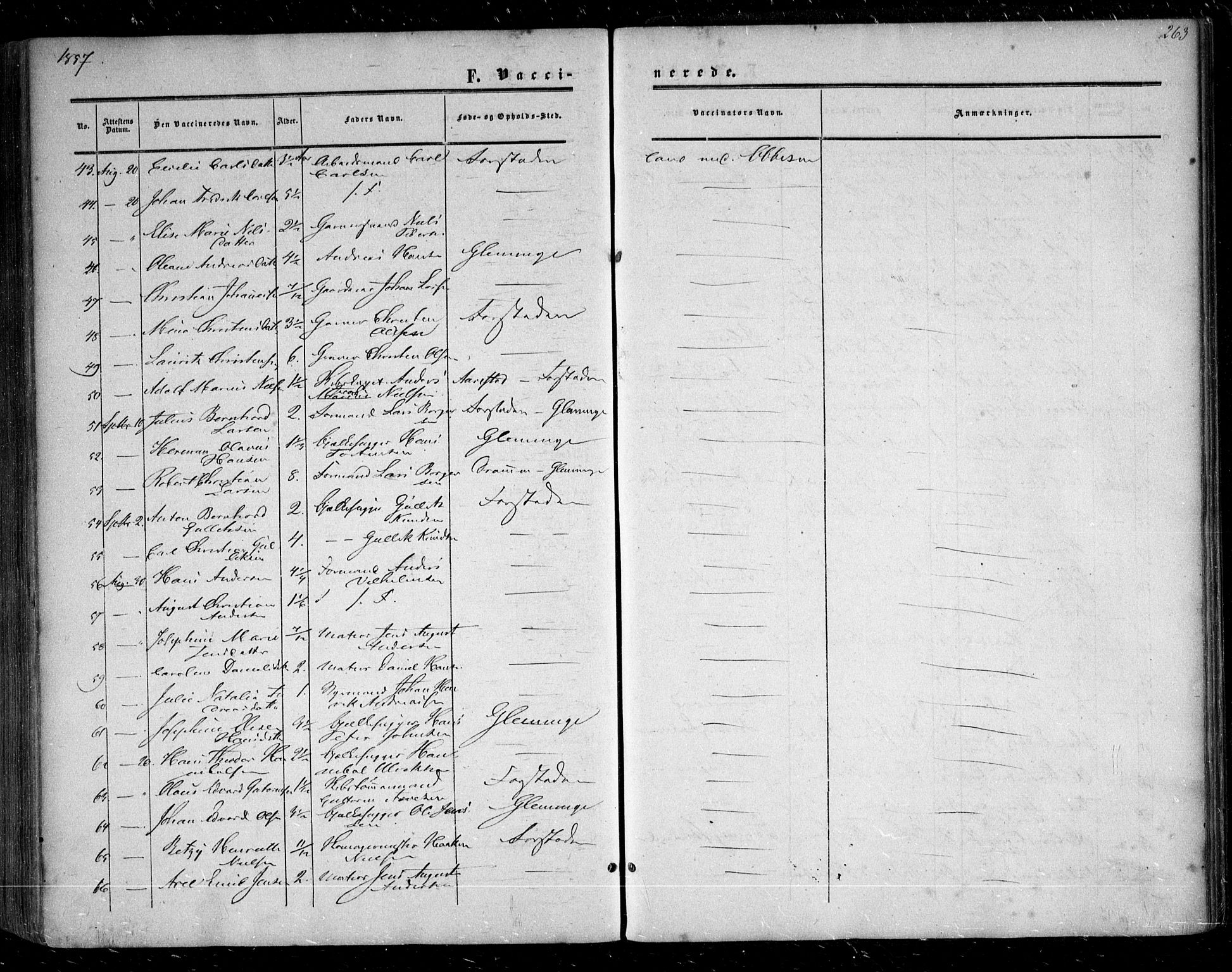 Glemmen prestekontor Kirkebøker, AV/SAO-A-10908/F/Fa/L0007: Parish register (official) no. 7, 1853-1862, p. 263