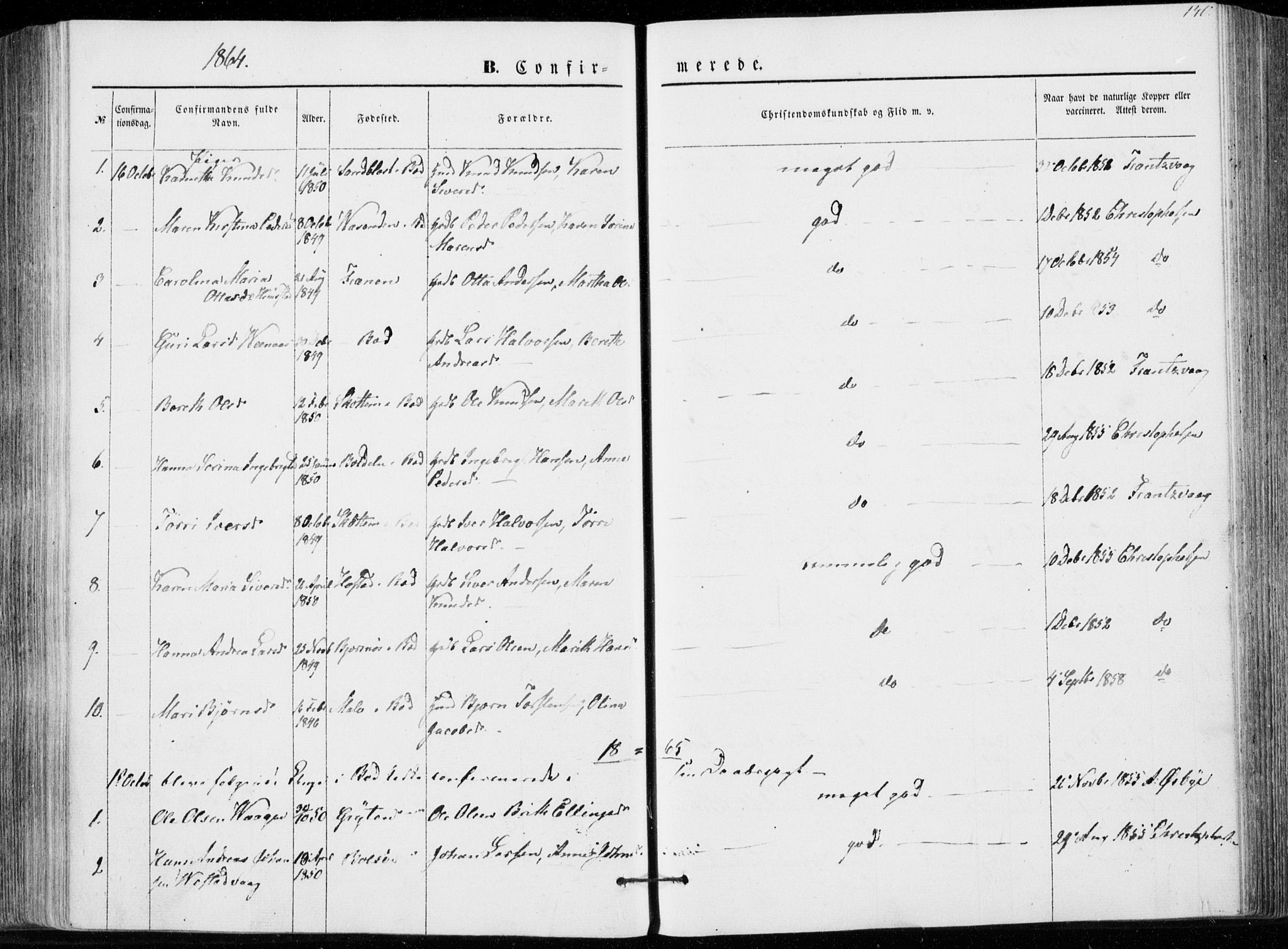 Ministerialprotokoller, klokkerbøker og fødselsregistre - Møre og Romsdal, AV/SAT-A-1454/566/L0767: Parish register (official) no. 566A06, 1852-1868, p. 140