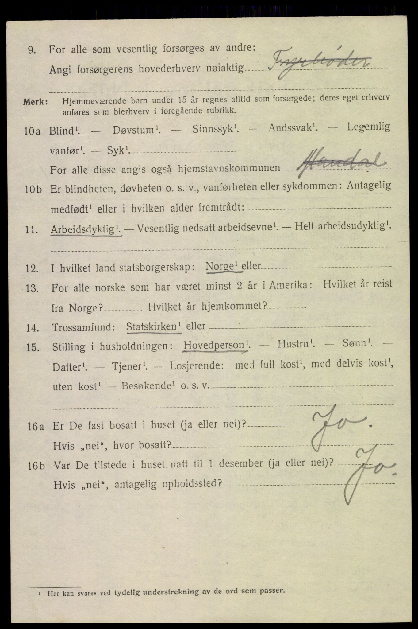 SAK, 1920 census for Mandal, 1920, p. 7214