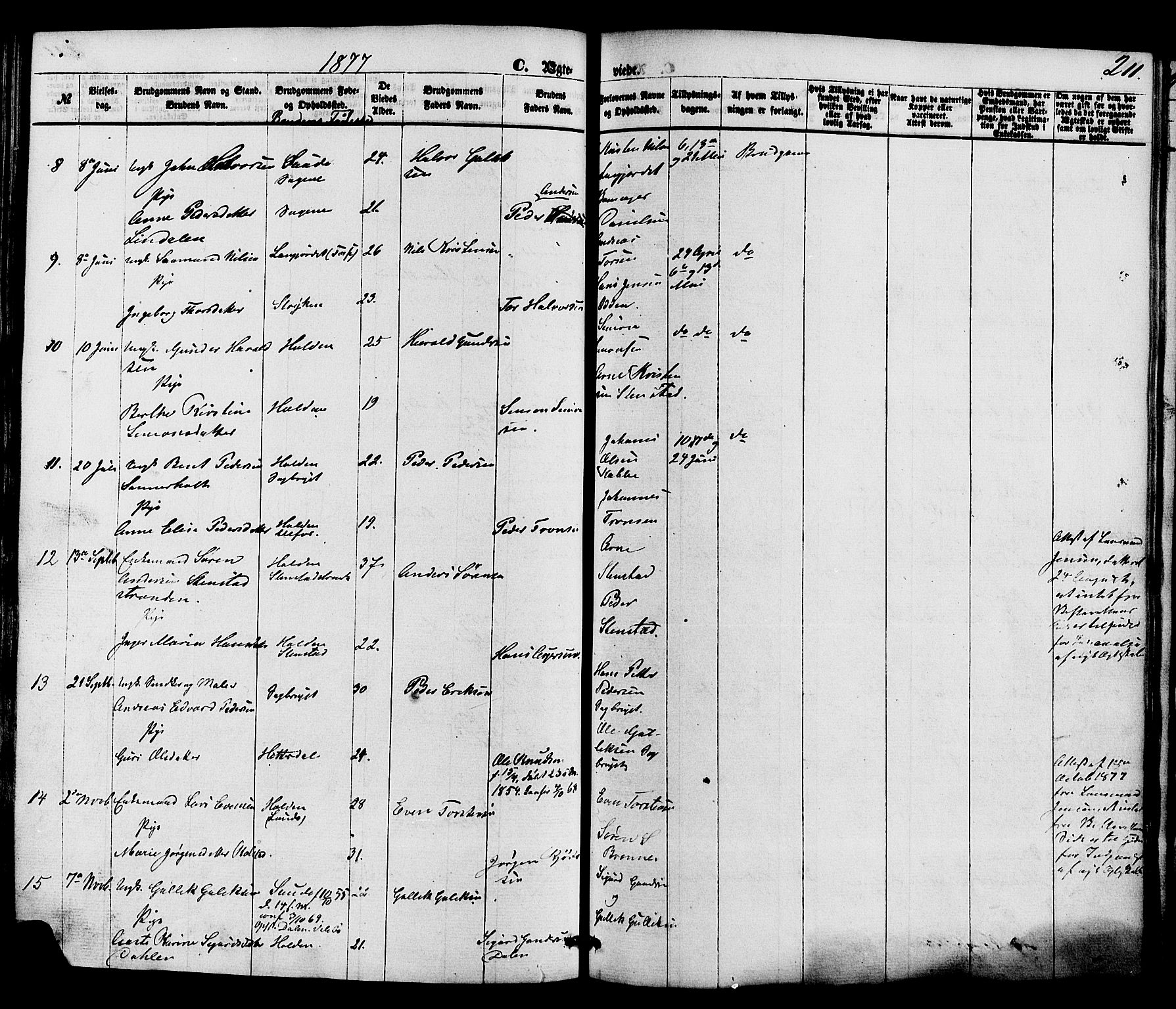 Holla kirkebøker, SAKO/A-272/F/Fa/L0007: Parish register (official) no. 7, 1869-1881, p. 211