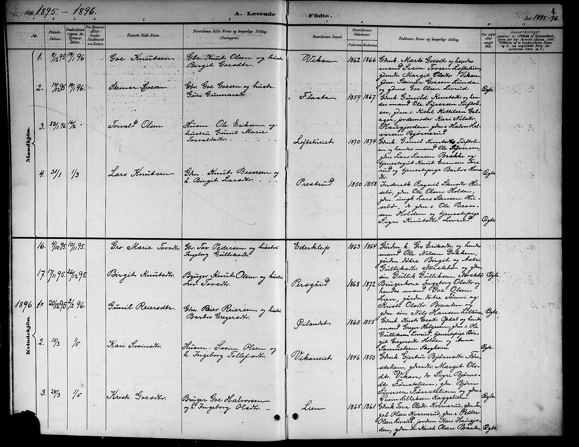 Nore kirkebøker, AV/SAKO-A-238/G/Gb/L0003: Parish register (copy) no. II 3, 1894-1923, p. 4