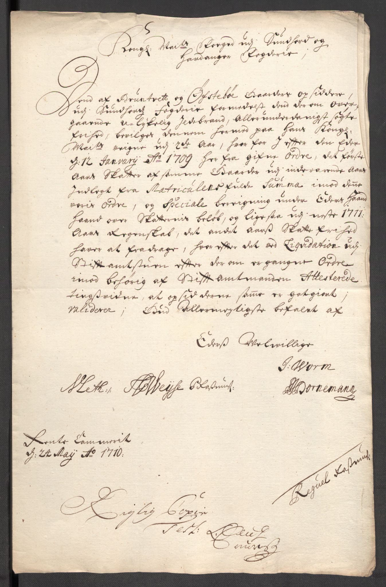 Rentekammeret inntil 1814, Reviderte regnskaper, Fogderegnskap, RA/EA-4092/R48/L2986: Fogderegnskap Sunnhordland og Hardanger, 1709-1710, p. 586