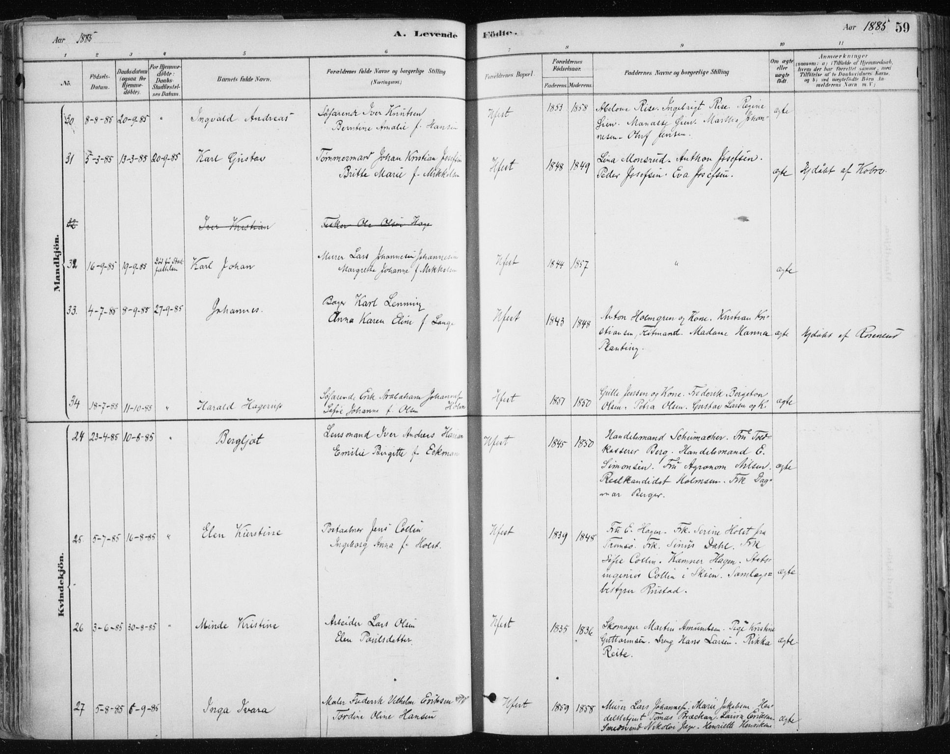 Hammerfest sokneprestkontor, AV/SATØ-S-1347/H/Ha/L0008.kirke: Parish register (official) no. 8, 1878-1889, p. 59