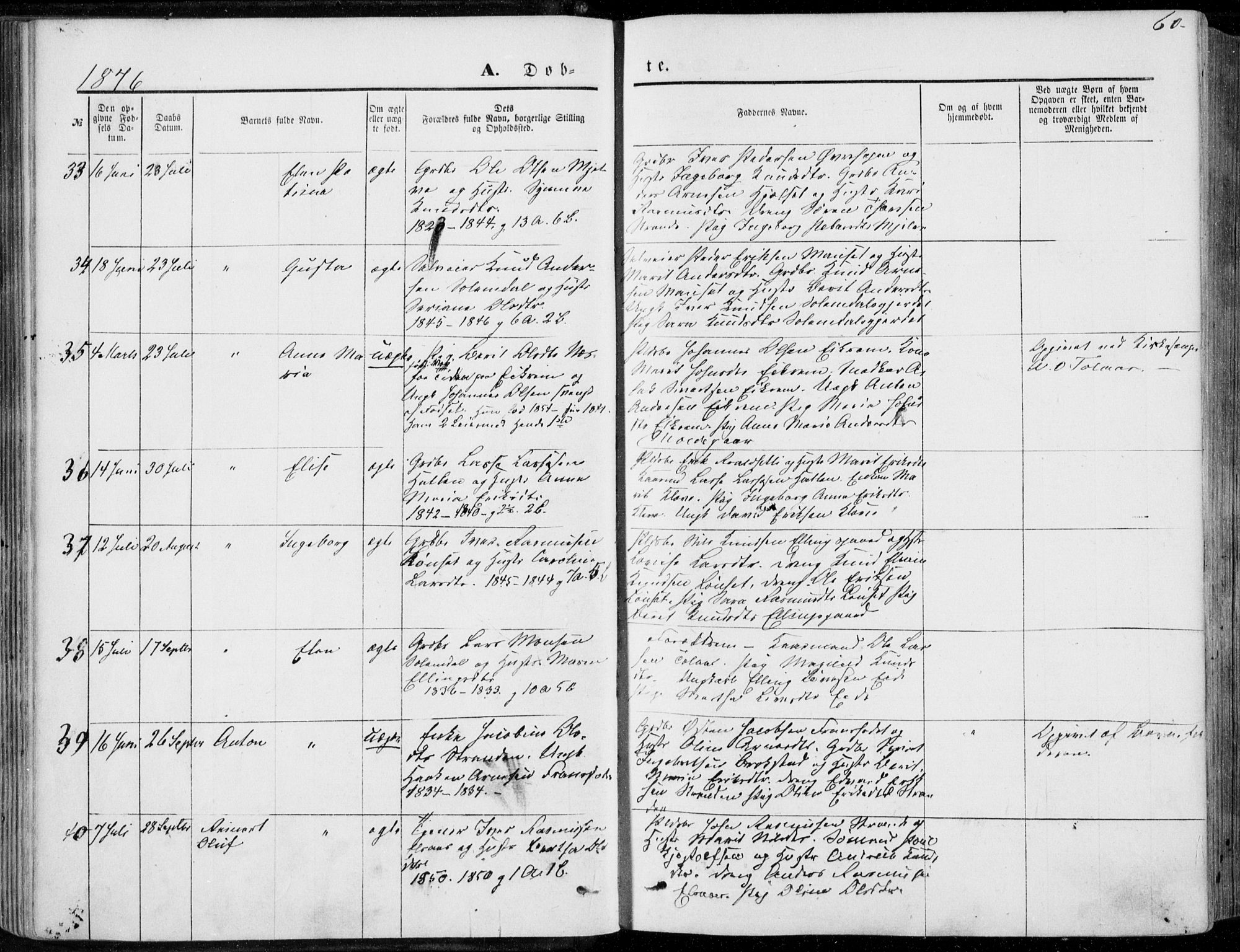 Ministerialprotokoller, klokkerbøker og fødselsregistre - Møre og Romsdal, SAT/A-1454/555/L0655: Parish register (official) no. 555A05, 1869-1886, p. 60