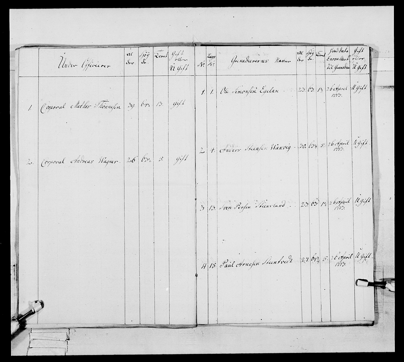 Generalitets- og kommissariatskollegiet, Det kongelige norske kommissariatskollegium, AV/RA-EA-5420/E/Eh/L0093: 2. Bergenhusiske nasjonale infanteriregiment, 1772-1774, p. 489