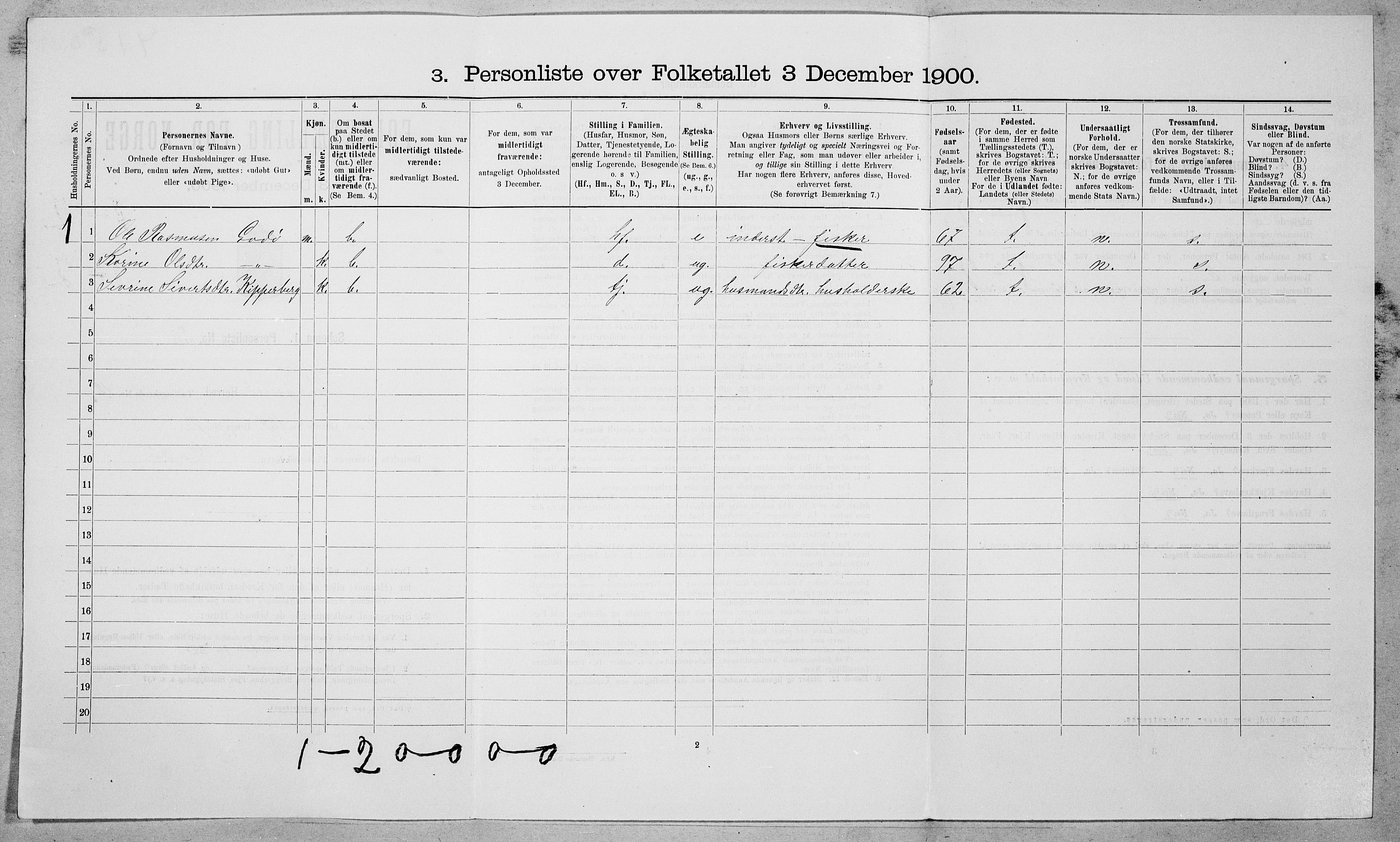 SAT, 1900 census for Borgund, 1900, p. 1325