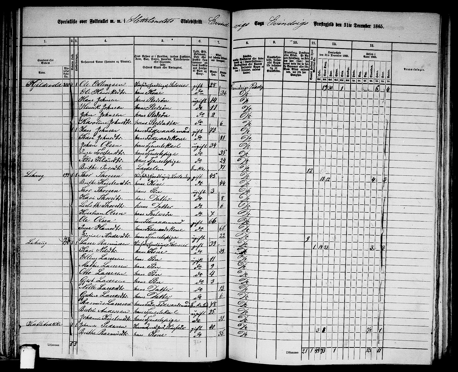 RA, 1865 census for Eivindvik, 1865, p. 56