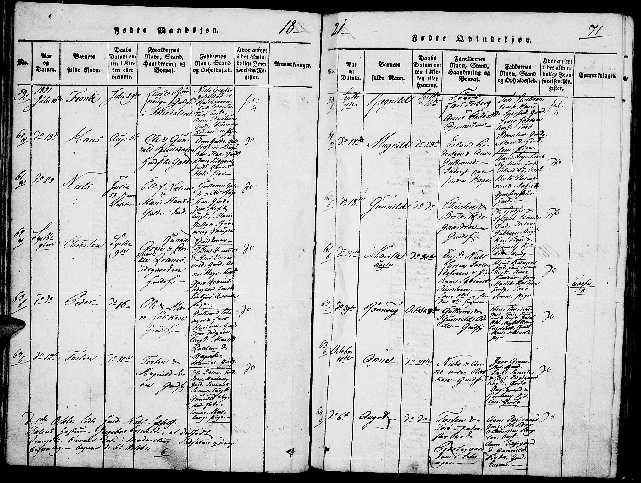 Lom prestekontor, SAH/PREST-070/K/L0004: Parish register (official) no. 4, 1815-1825, p. 71