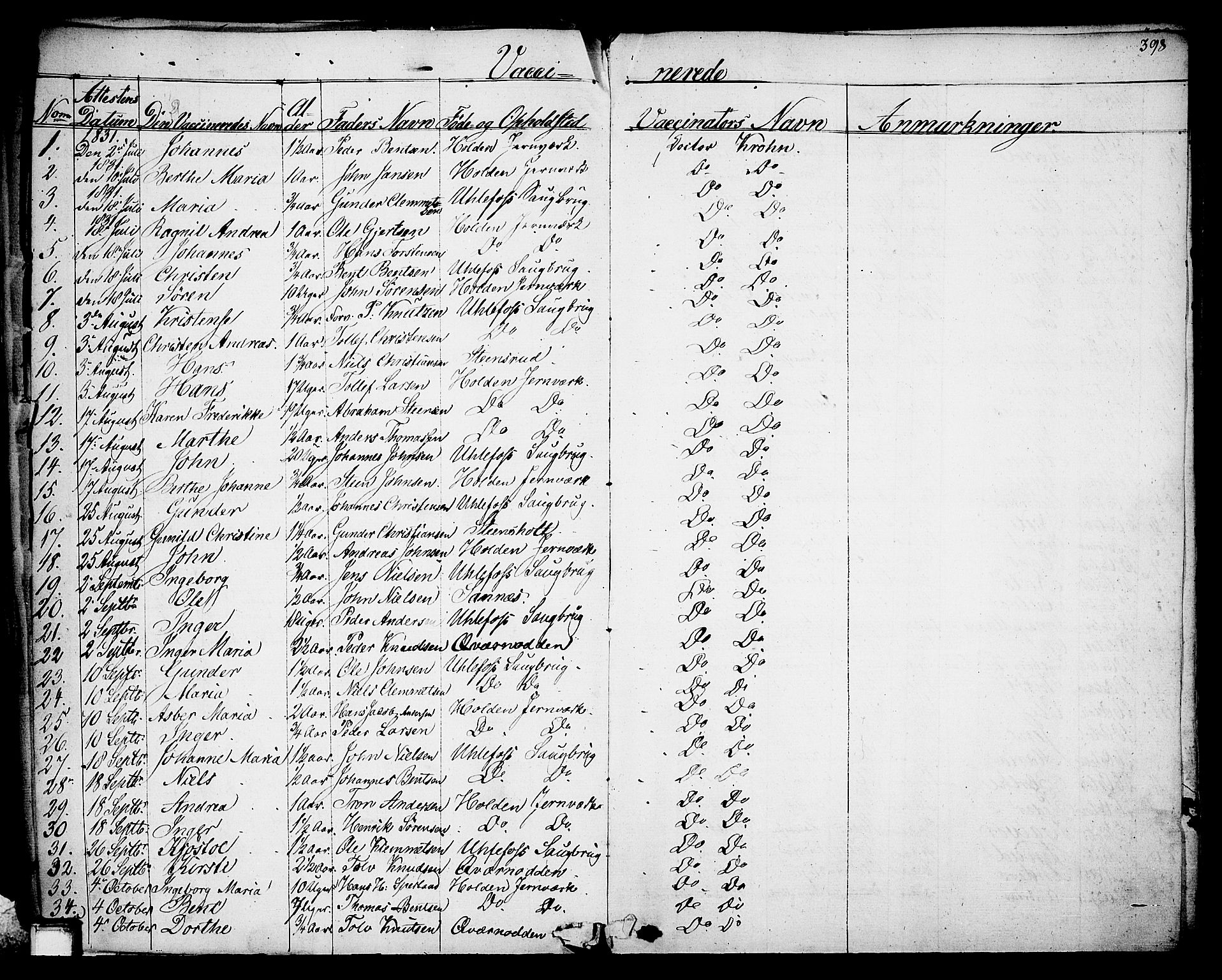 Holla kirkebøker, AV/SAKO-A-272/F/Fa/L0004: Parish register (official) no. 4, 1830-1848, p. 398