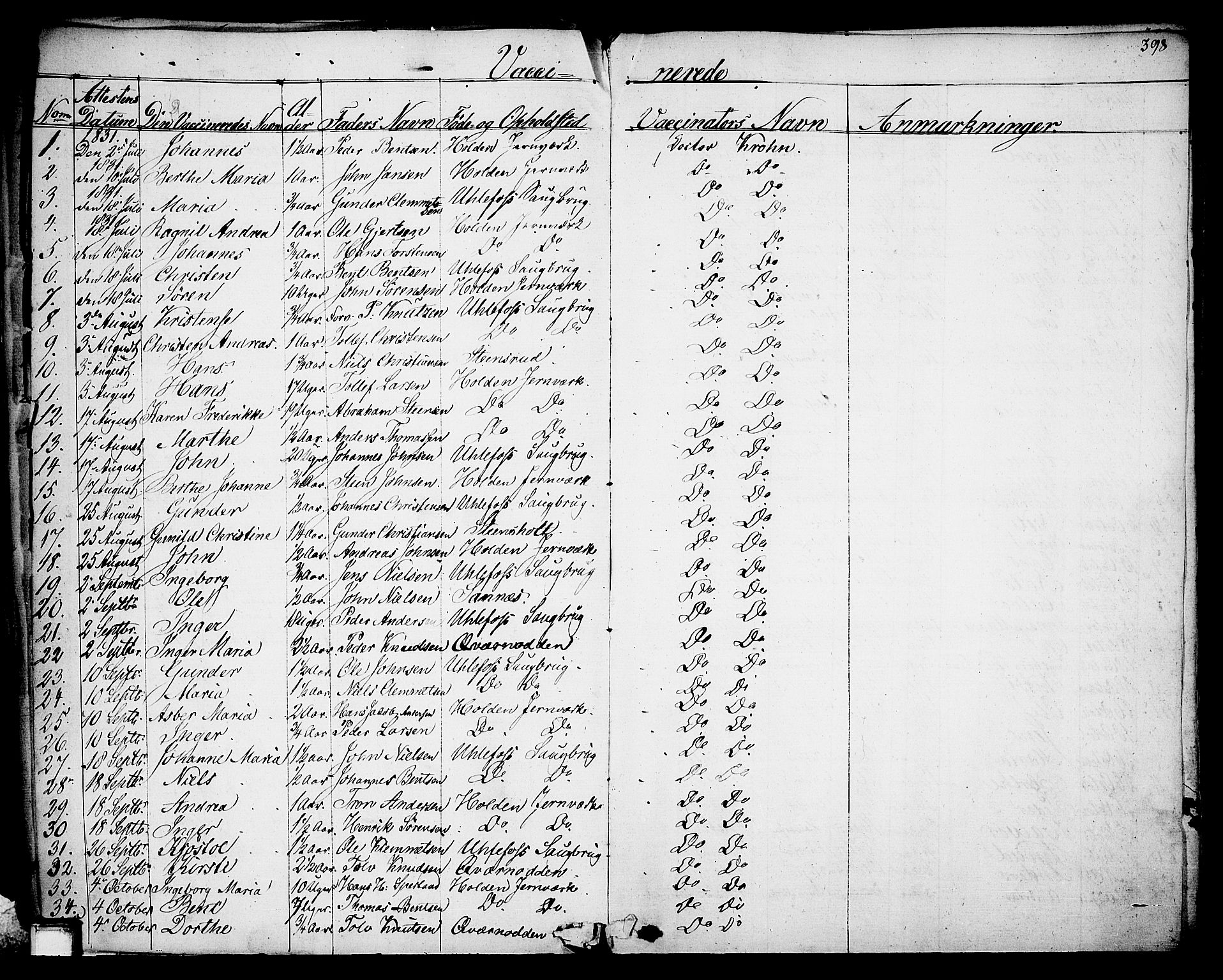 Holla kirkebøker, SAKO/A-272/F/Fa/L0004: Parish register (official) no. 4, 1830-1848, p. 398