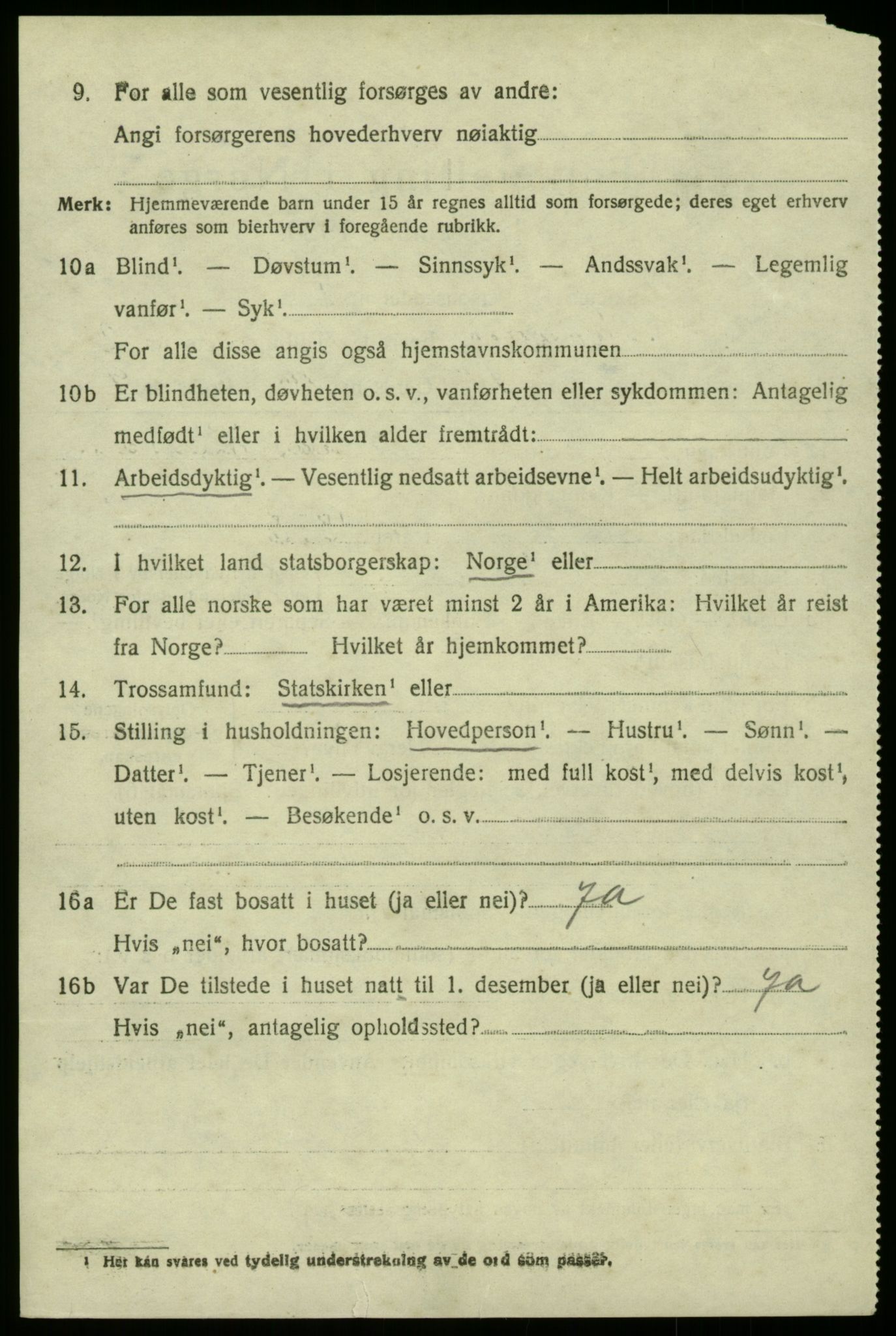 SAB, 1920 census for Manger, 1920, p. 1964