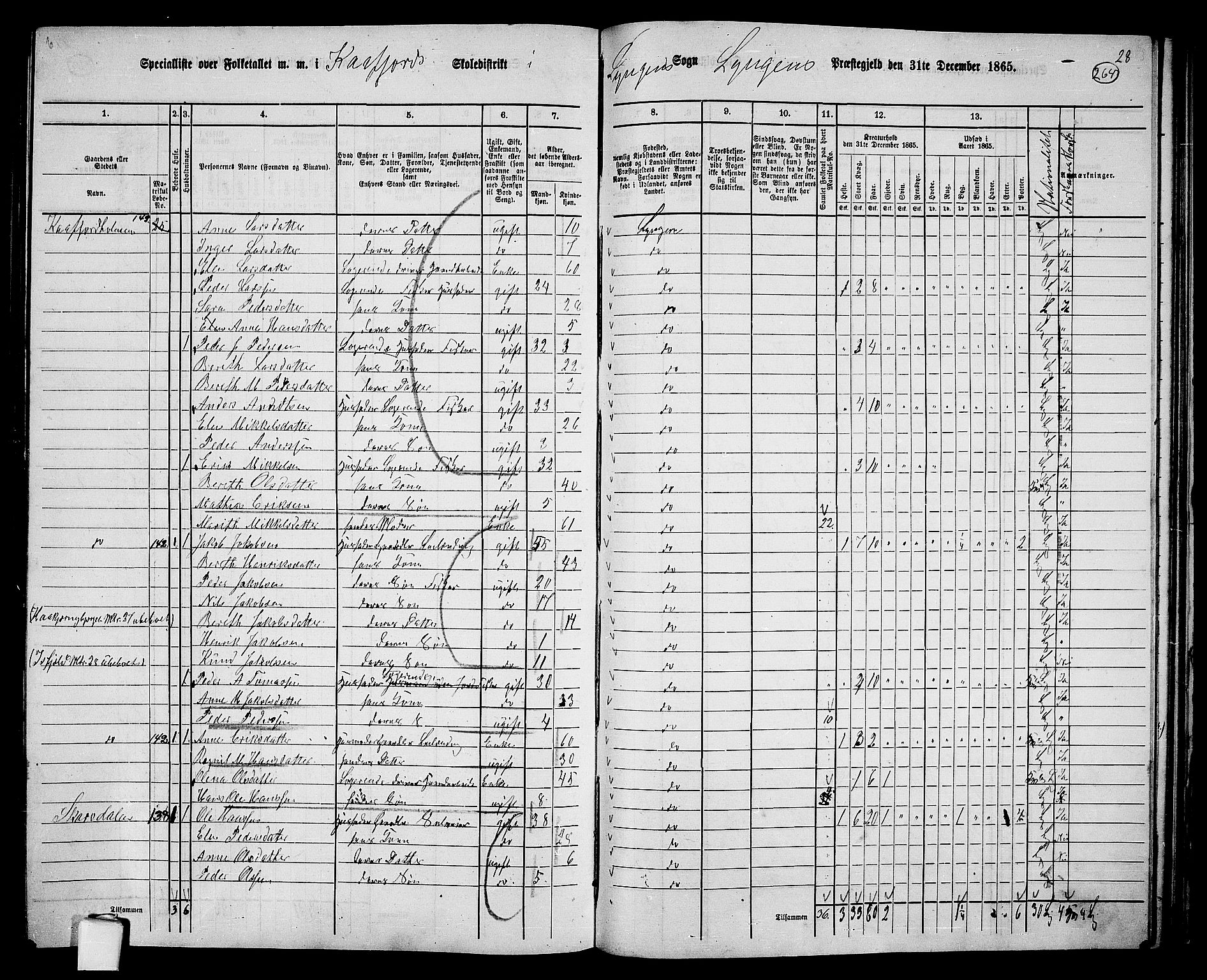 RA, 1865 census for Lyngen, 1865, p. 95