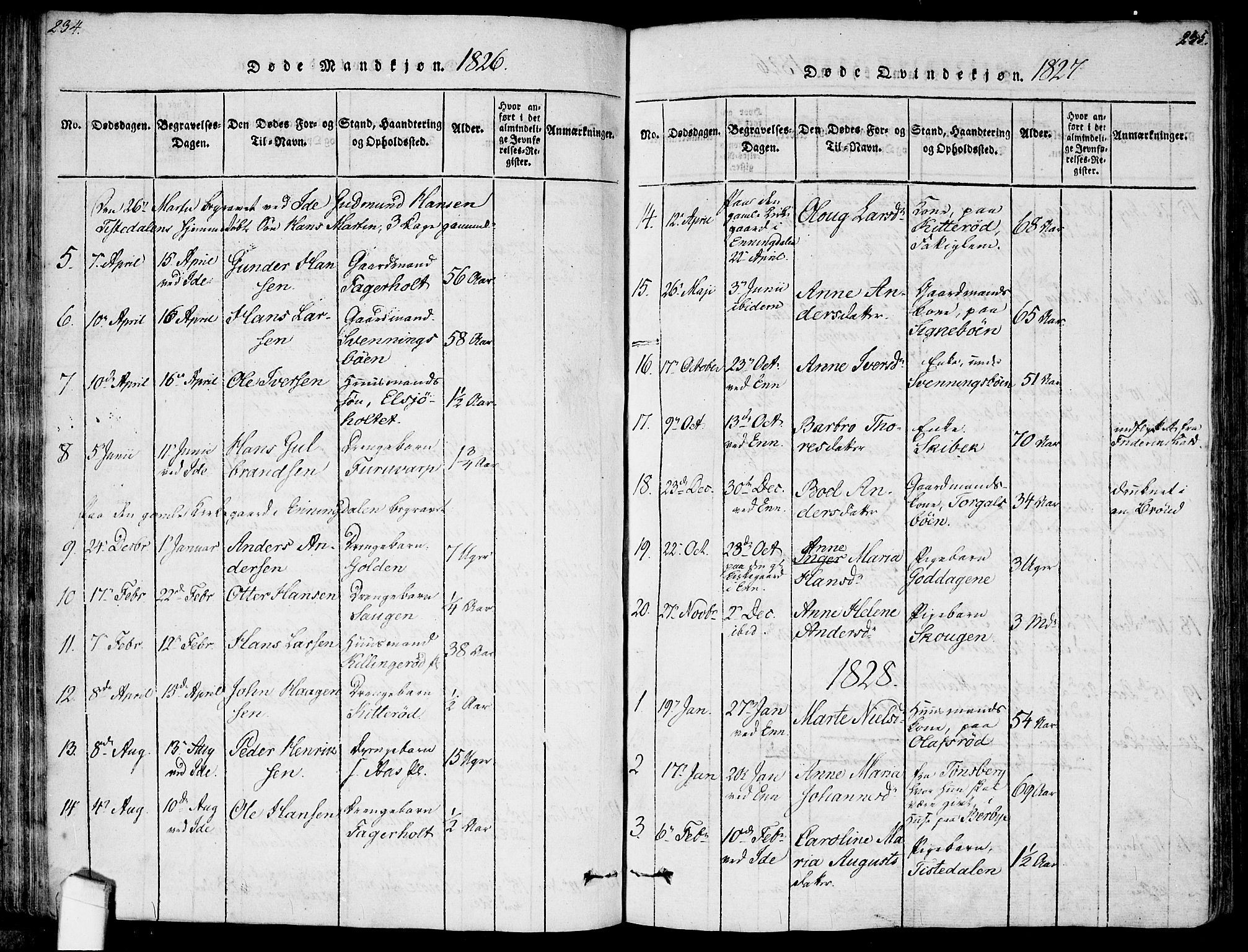 Idd prestekontor Kirkebøker, AV/SAO-A-10911/F/Fc/L0002: Parish register (official) no. III 2, 1815-1831, p. 234-235