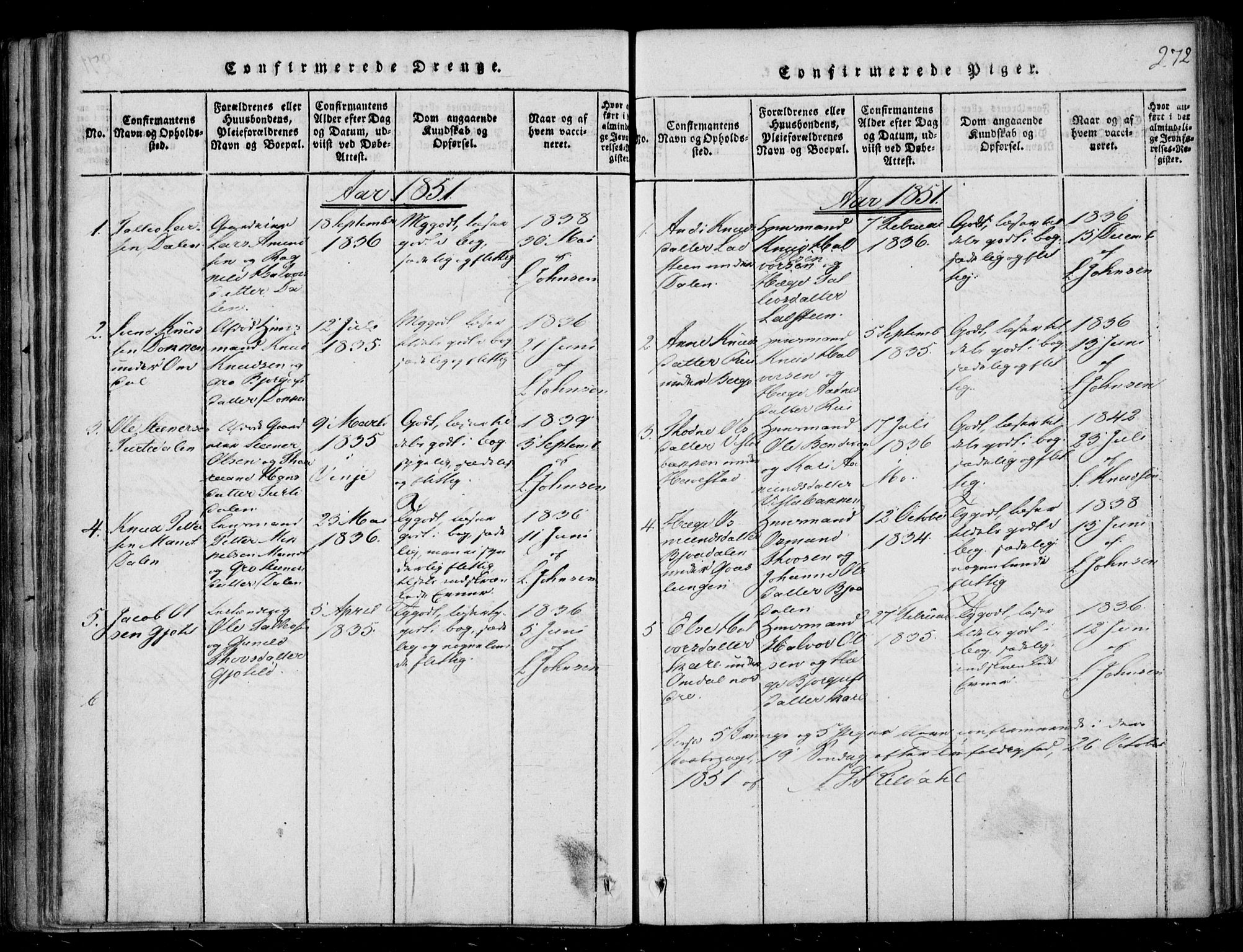 Lårdal kirkebøker, AV/SAKO-A-284/F/Fb/L0001: Parish register (official) no. II 1, 1815-1860, p. 272