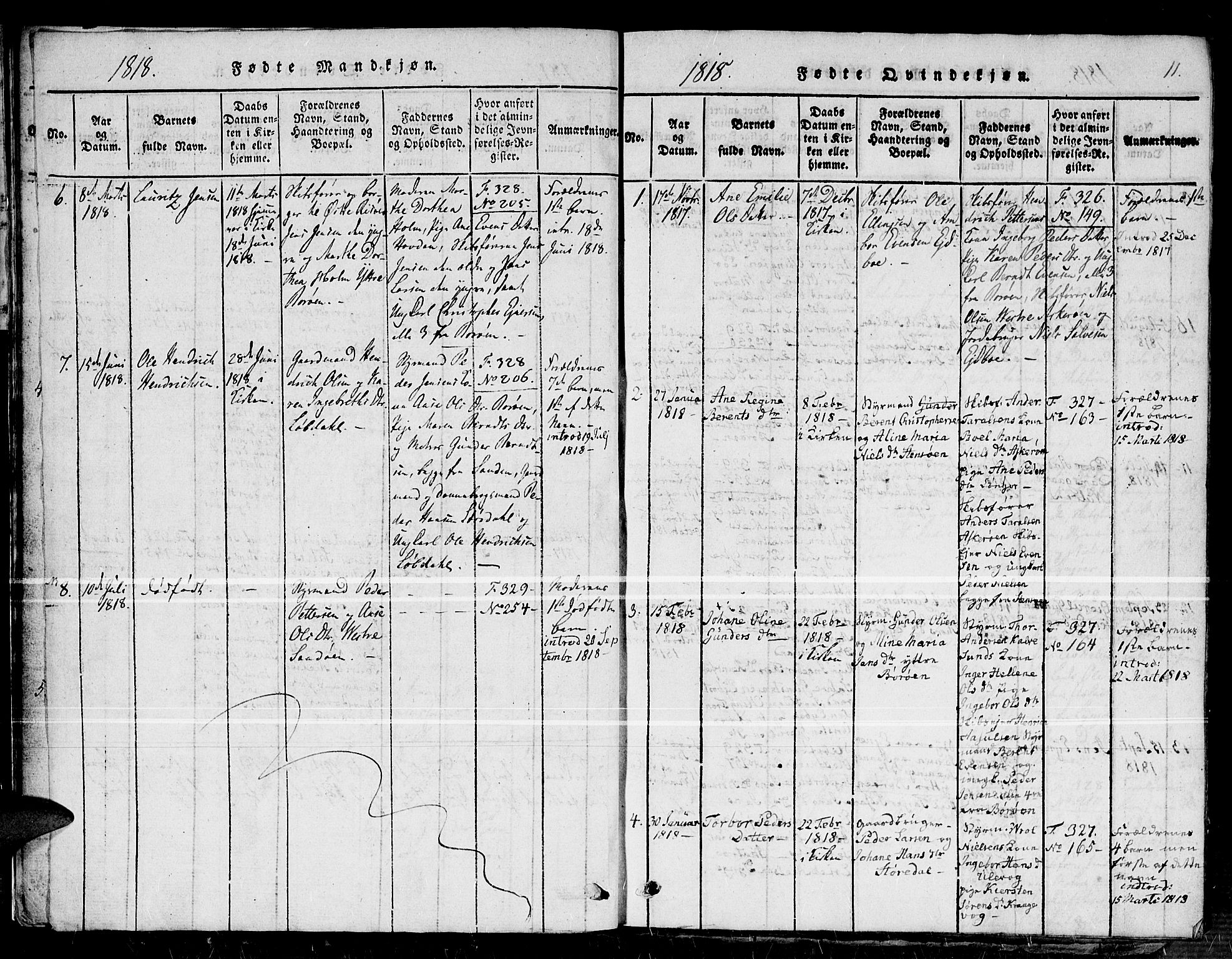 Dypvåg sokneprestkontor, AV/SAK-1111-0007/F/Fb/Fba/L0009: Parish register (copy) no. B 9, 1816-1842, p. 11