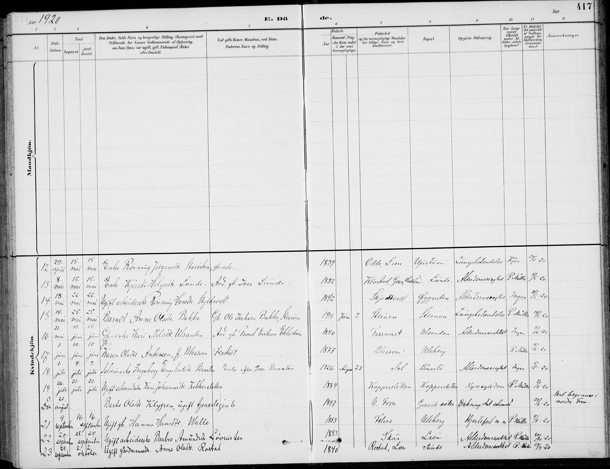Vågå prestekontor, SAH/PREST-076/H/Ha/Hab/L0002: Parish register (copy) no. 2, 1894-1939, p. 417