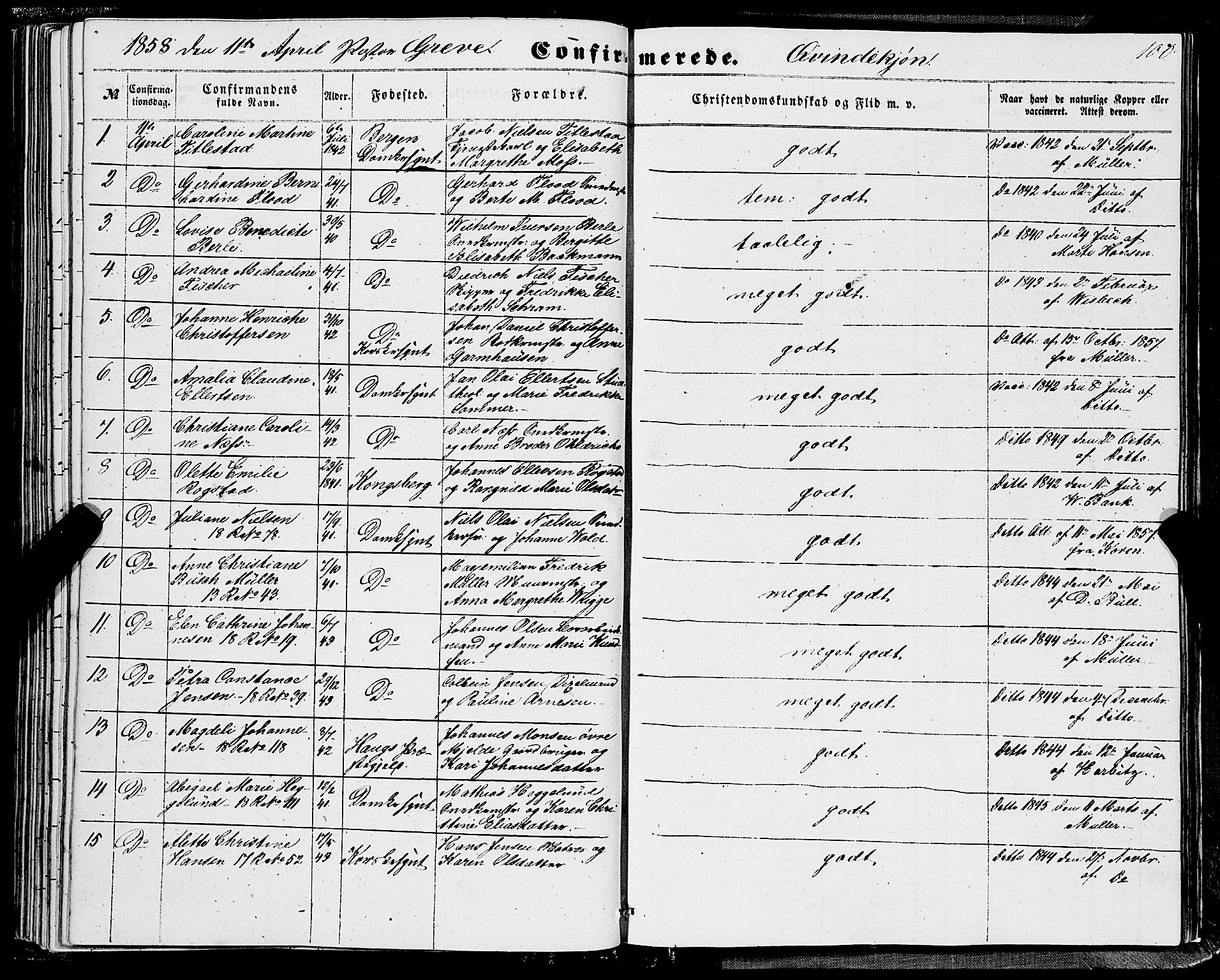 Domkirken sokneprestembete, SAB/A-74801/H/Haa/L0028: Parish register (official) no. C 3, 1852-1864, p. 100