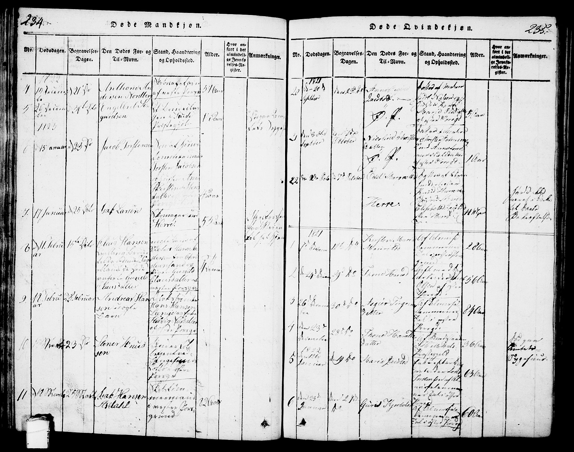Porsgrunn kirkebøker , SAKO/A-104/G/Gb/L0001: Parish register (copy) no. II 1, 1817-1828, p. 234-235