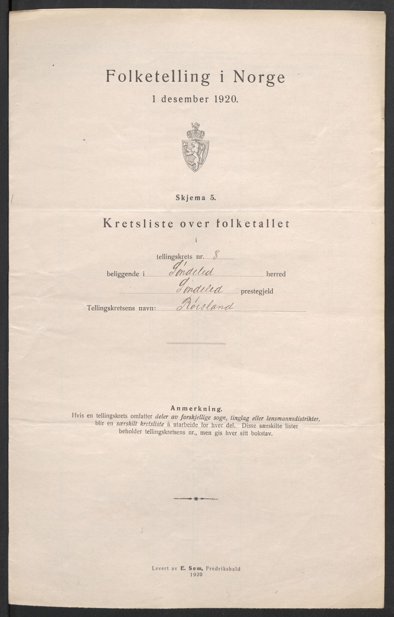 SAK, 1920 census for Søndeled, 1920, p. 27