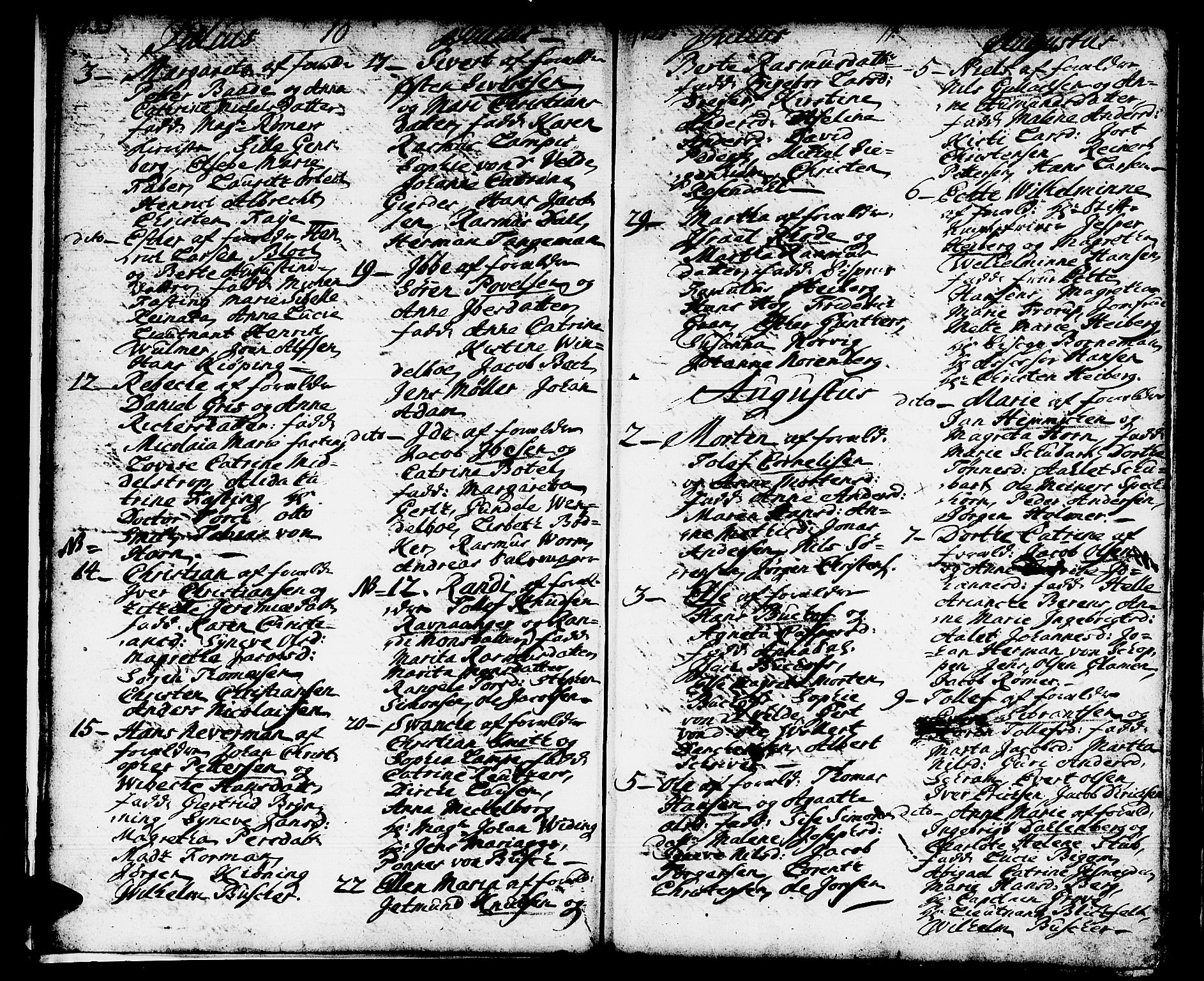 Domkirken sokneprestembete, SAB/A-74801/H/Haa/L0002: Parish register (official) no. A 2, 1733-1750, p. 10-11