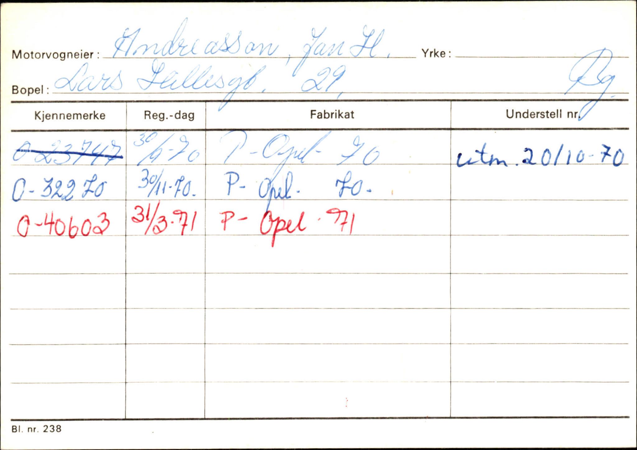 Statens vegvesen, Hordaland vegkontor, AV/SAB-A-5201/2/Hb/L0002: O-eierkort A-B, 1920-1971, p. 3